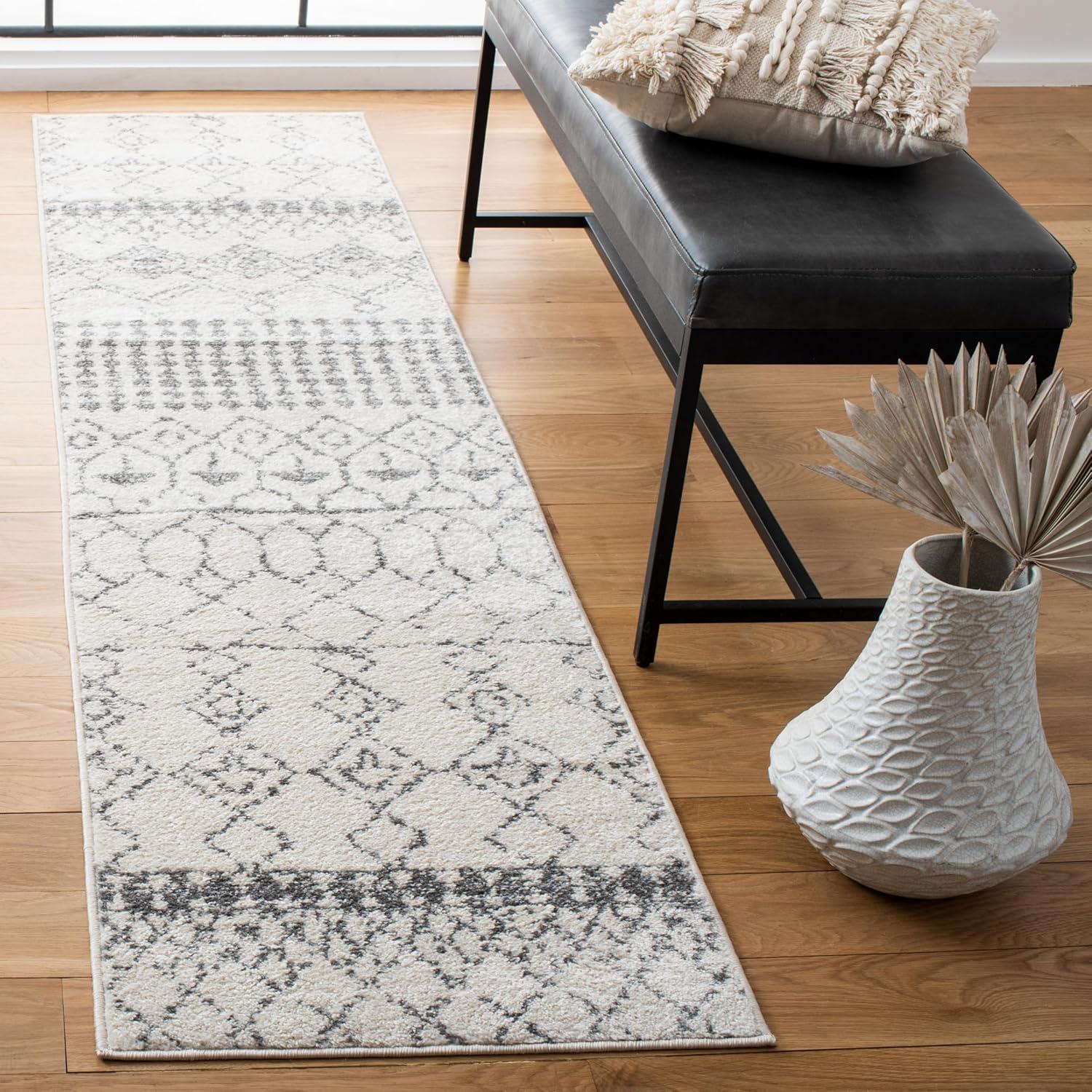 image:imageSAFAVIEH Area Rug 8x10 Tulum Collection Large Ivory amp Black Moroccan Boho Distressed Design NonShedding amp Easy Cleaning Ideal for Living Room Bedroom Office Dining Space TUL229BIvoryGrey
