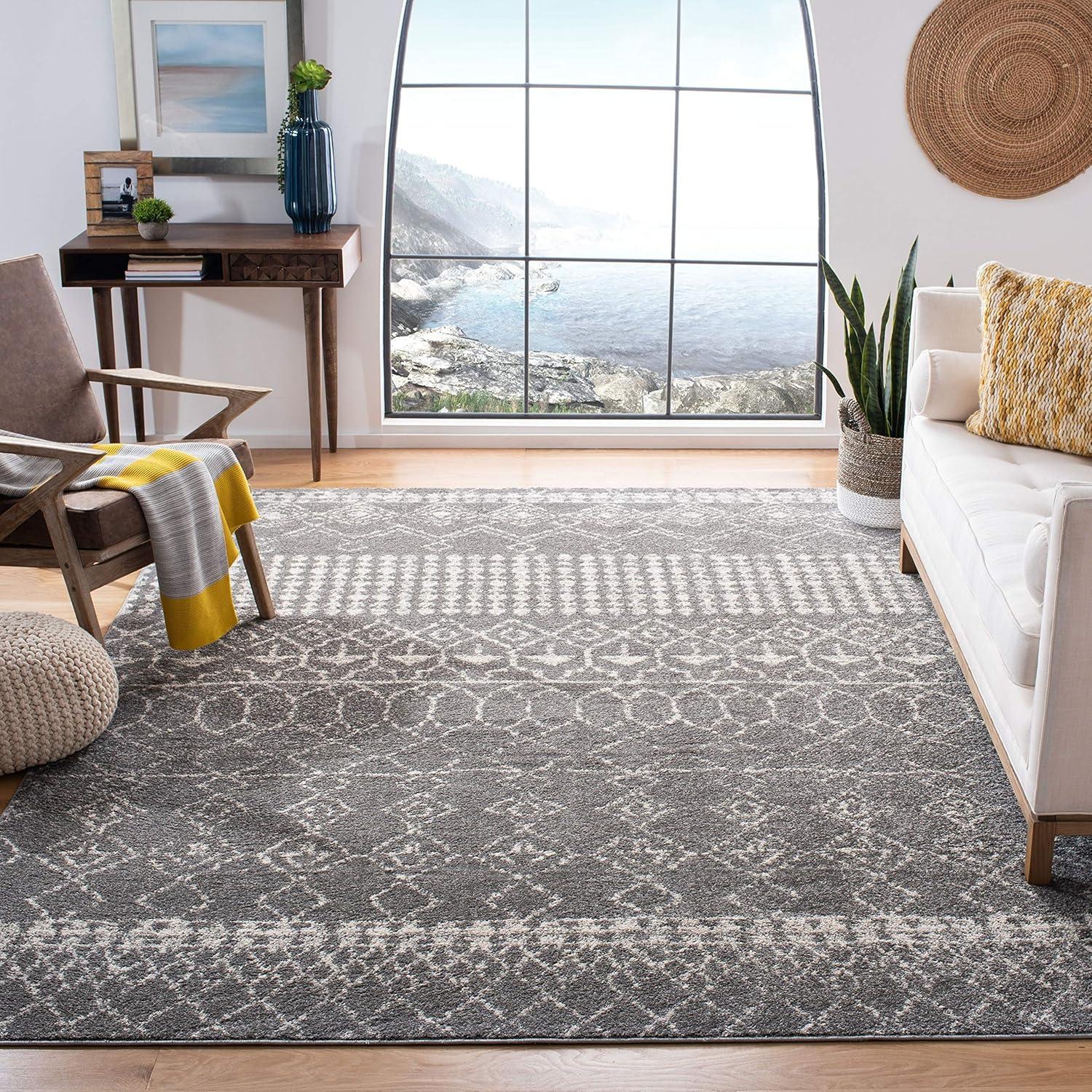 image:imageSAFAVIEH Area Rug 8x10 Tulum Collection Large Ivory amp Black Moroccan Boho Distressed Design NonShedding amp Easy Cleaning Ideal for Living Room Bedroom Office Dining Space TUL229BGreyIvory