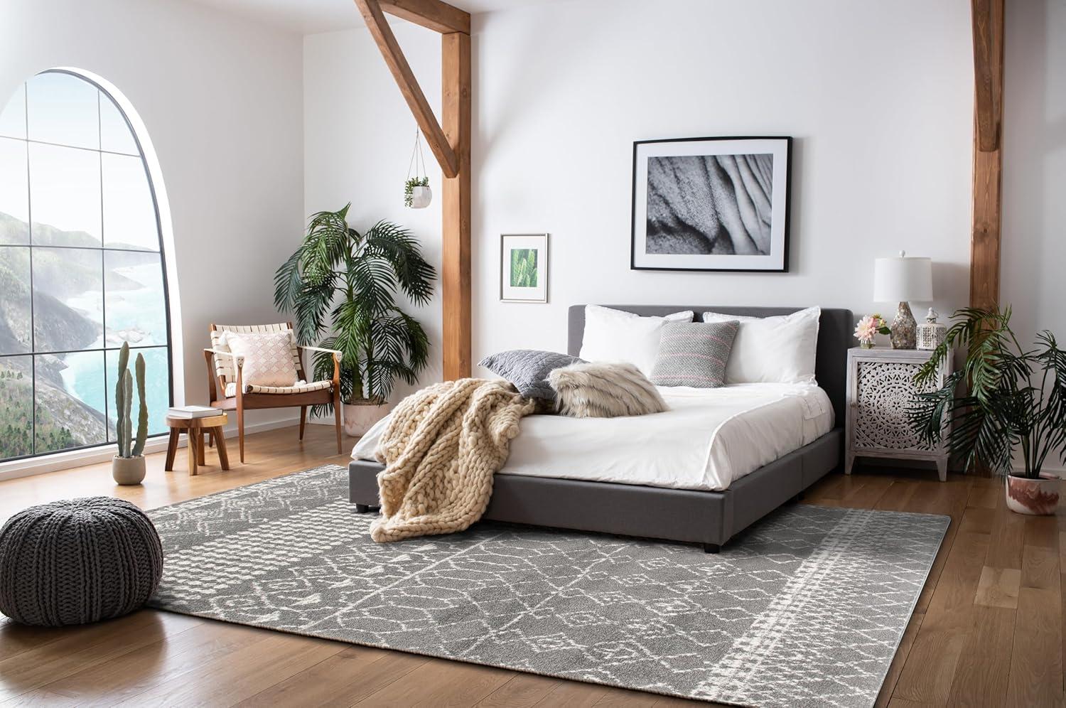 image:imageSAFAVIEH Area Rug 8x10 Tulum Collection Large Ivory amp Black Moroccan Boho Distressed Design NonShedding amp Easy Cleaning Ideal for Living Room Bedroom Office Dining Space TUL229BGreyIvory