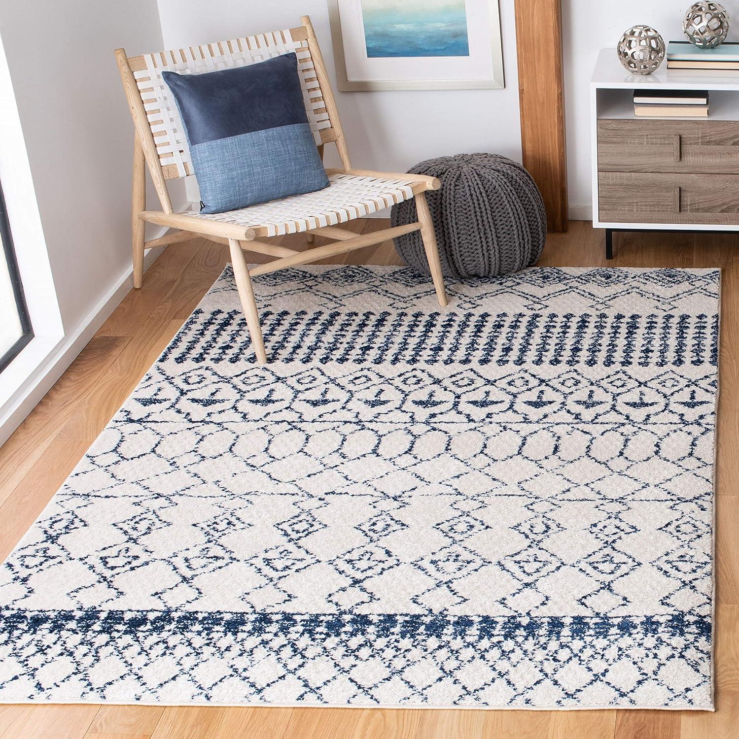 image:imageSAFAVIEH Area Rug 8x10 Tulum Collection Large Ivory amp Black Moroccan Boho Distressed Design NonShedding amp Easy Cleaning Ideal for Living Room Bedroom Office Dining Space TUL229BIvoryNavy