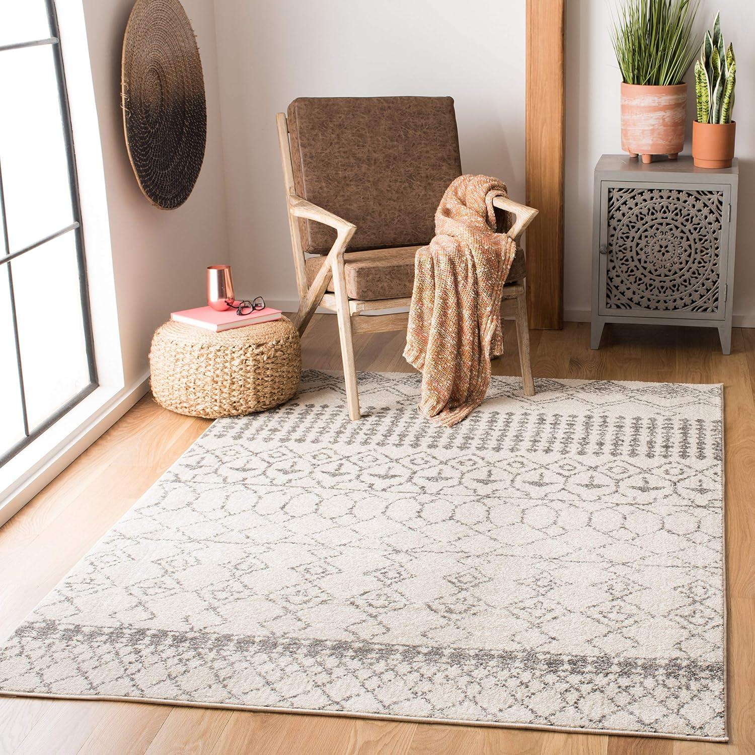 image:imageSAFAVIEH Area Rug 8x10 Tulum Collection Large Ivory amp Black Moroccan Boho Distressed Design NonShedding amp Easy Cleaning Ideal for Living Room Bedroom Office Dining Space TUL229BIvoryGrey