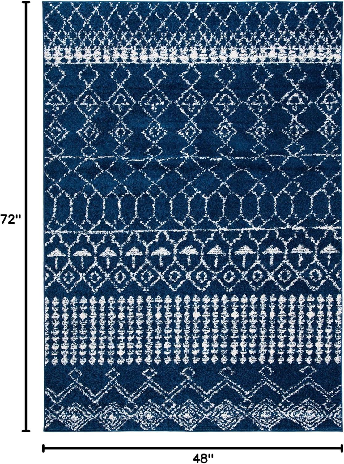 image:imageSAFAVIEH Area Rug 8x10 Tulum Collection Large Ivory amp Black Moroccan Boho Distressed Design NonShedding amp Easy Cleaning Ideal for Living Room Bedroom Office Dining Space TUL229BNavyIvory