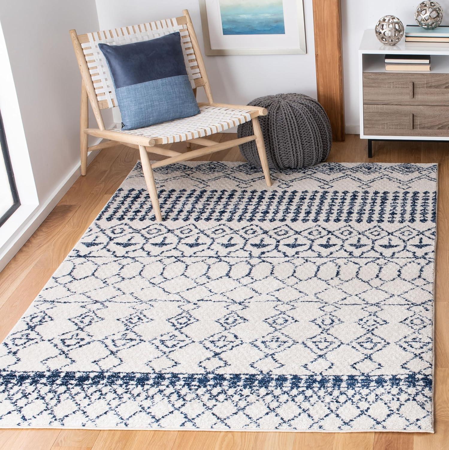 image:imageSAFAVIEH Area Rug 8x10 Tulum Collection Large Ivory amp Black Moroccan Boho Distressed Design NonShedding amp Easy Cleaning Ideal for Living Room Bedroom Office Dining Space TUL229BIvoryNavy