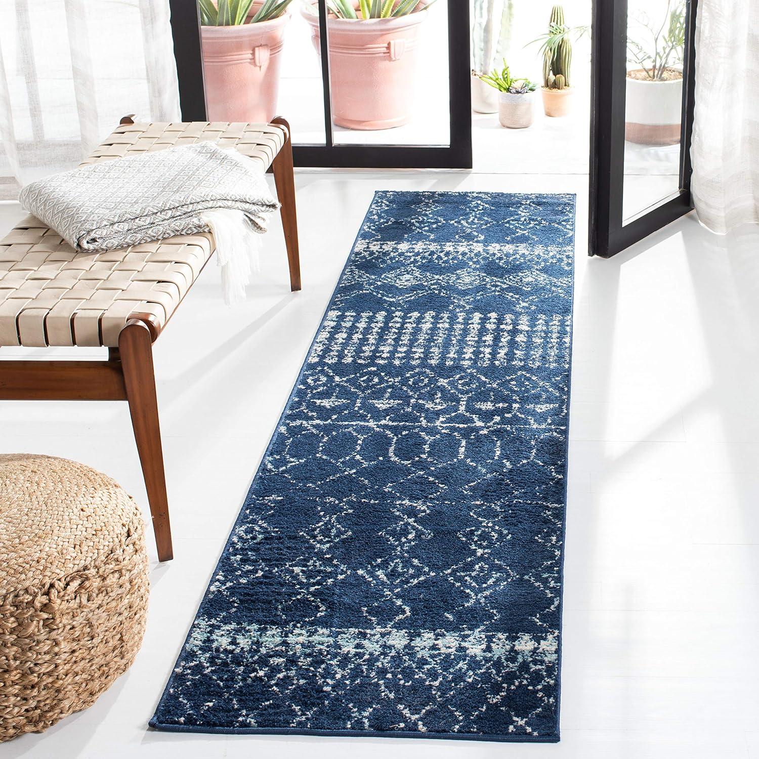 image:imageSAFAVIEH Area Rug 8x10 Tulum Collection Large Ivory amp Black Moroccan Boho Distressed Design NonShedding amp Easy Cleaning Ideal for Living Room Bedroom Office Dining Space TUL229BNavyIvory