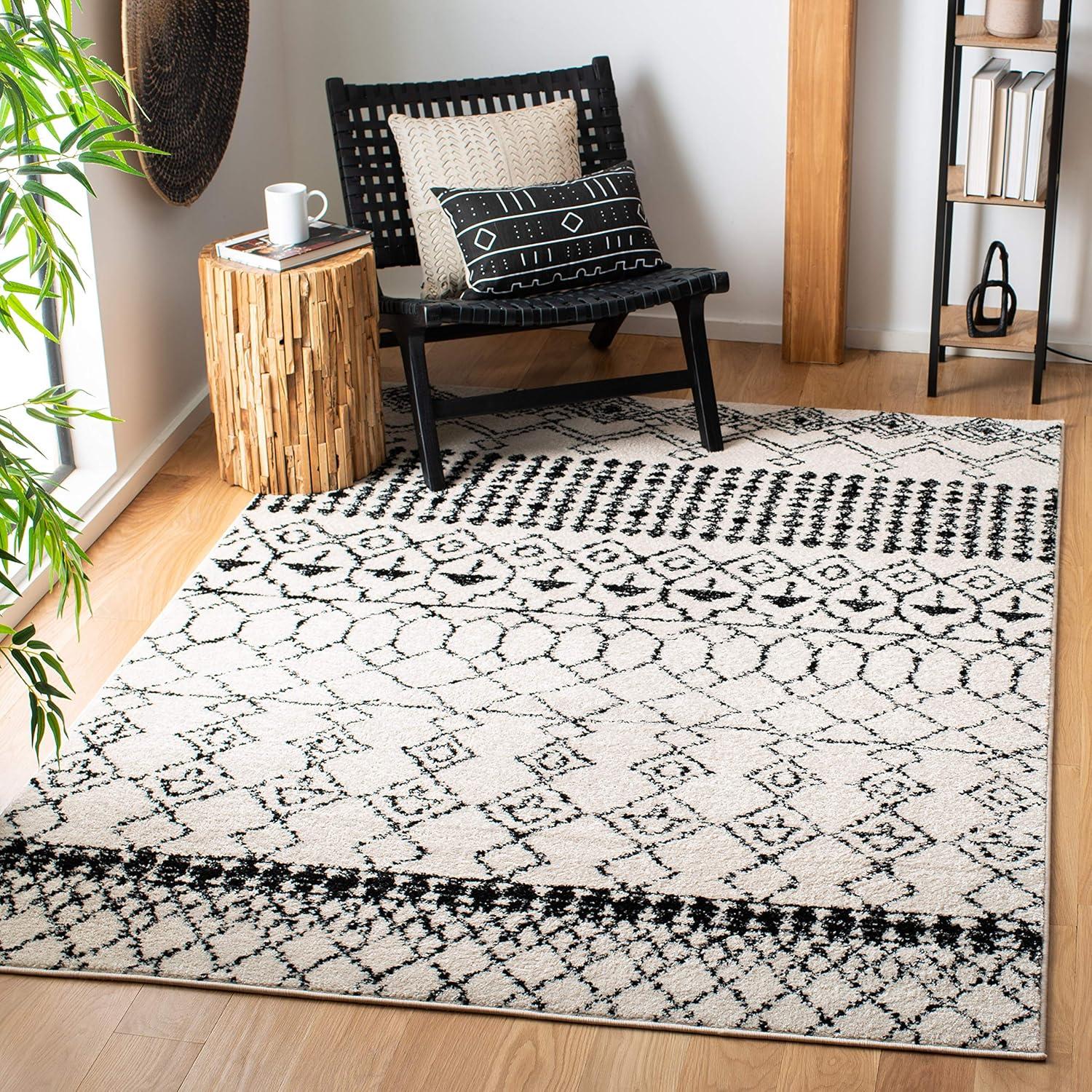 image:imageSAFAVIEH Area Rug 8x10 Tulum Collection Large Ivory amp Black Moroccan Boho Distressed Design NonShedding amp Easy Cleaning Ideal for Living Room Bedroom Office Dining Space TUL229BIvoryBlack