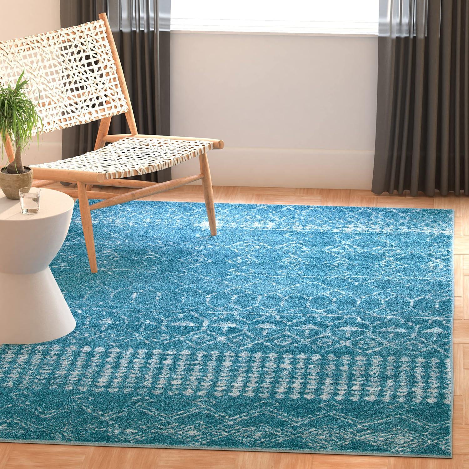 image:imageSAFAVIEH Area Rug 8x10 Tulum Collection Large Ivory amp Black Moroccan Boho Distressed Design NonShedding amp Easy Cleaning Ideal for Living Room Bedroom Office Dining Space TUL229BTurquoiseBlue