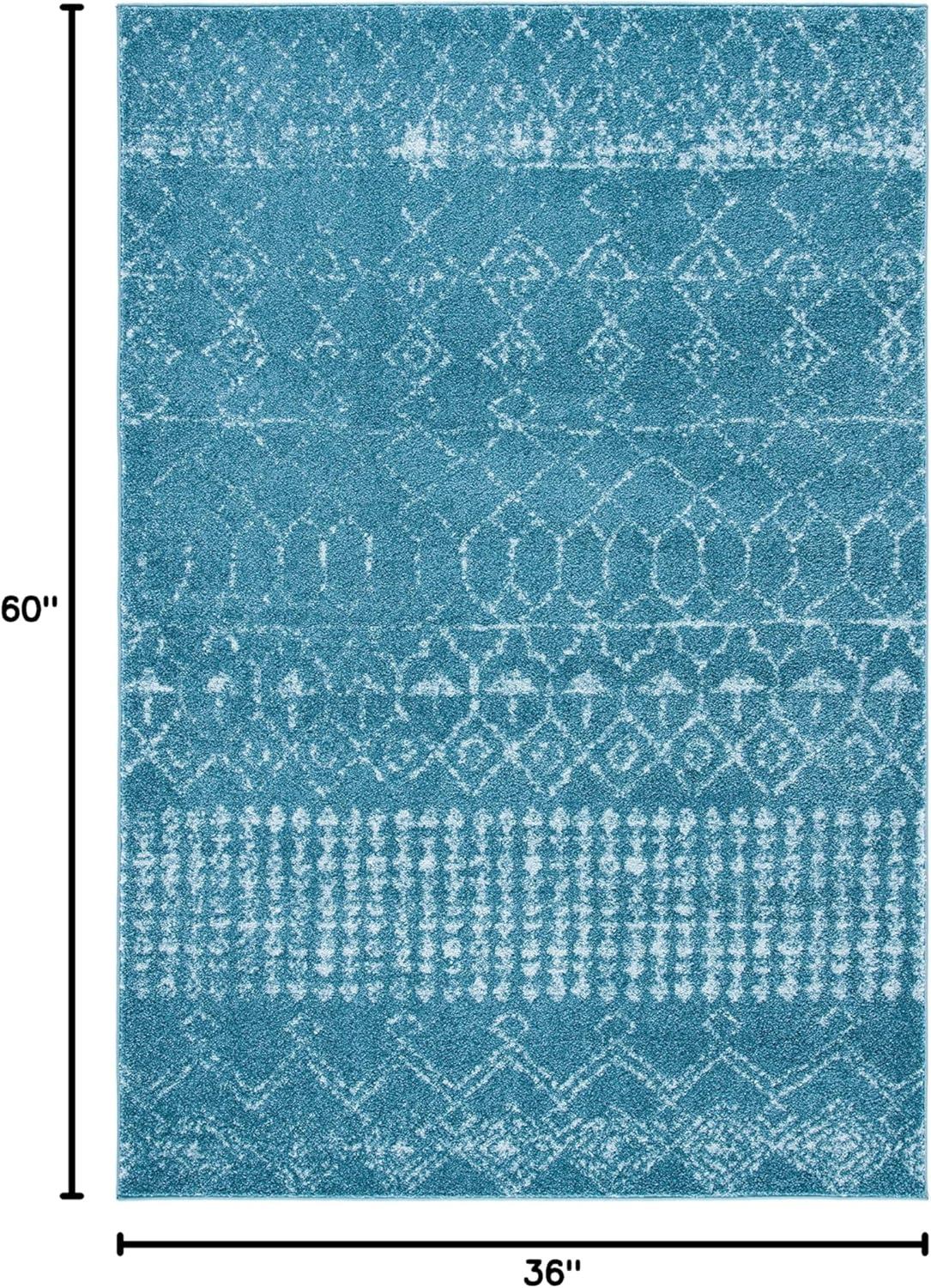 image:imageSAFAVIEH Area Rug 8x10 Tulum Collection Large Ivory amp Black Moroccan Boho Distressed Design NonShedding amp Easy Cleaning Ideal for Living Room Bedroom Office Dining Space TUL229BTurquoiseBlue