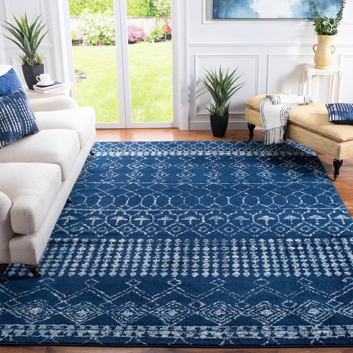 image:imageSAFAVIEH Area Rug 8x10 Tulum Collection Large Ivory amp Black Moroccan Boho Distressed Design NonShedding amp Easy Cleaning Ideal for Living Room Bedroom Office Dining Space TUL229BNavyIvory