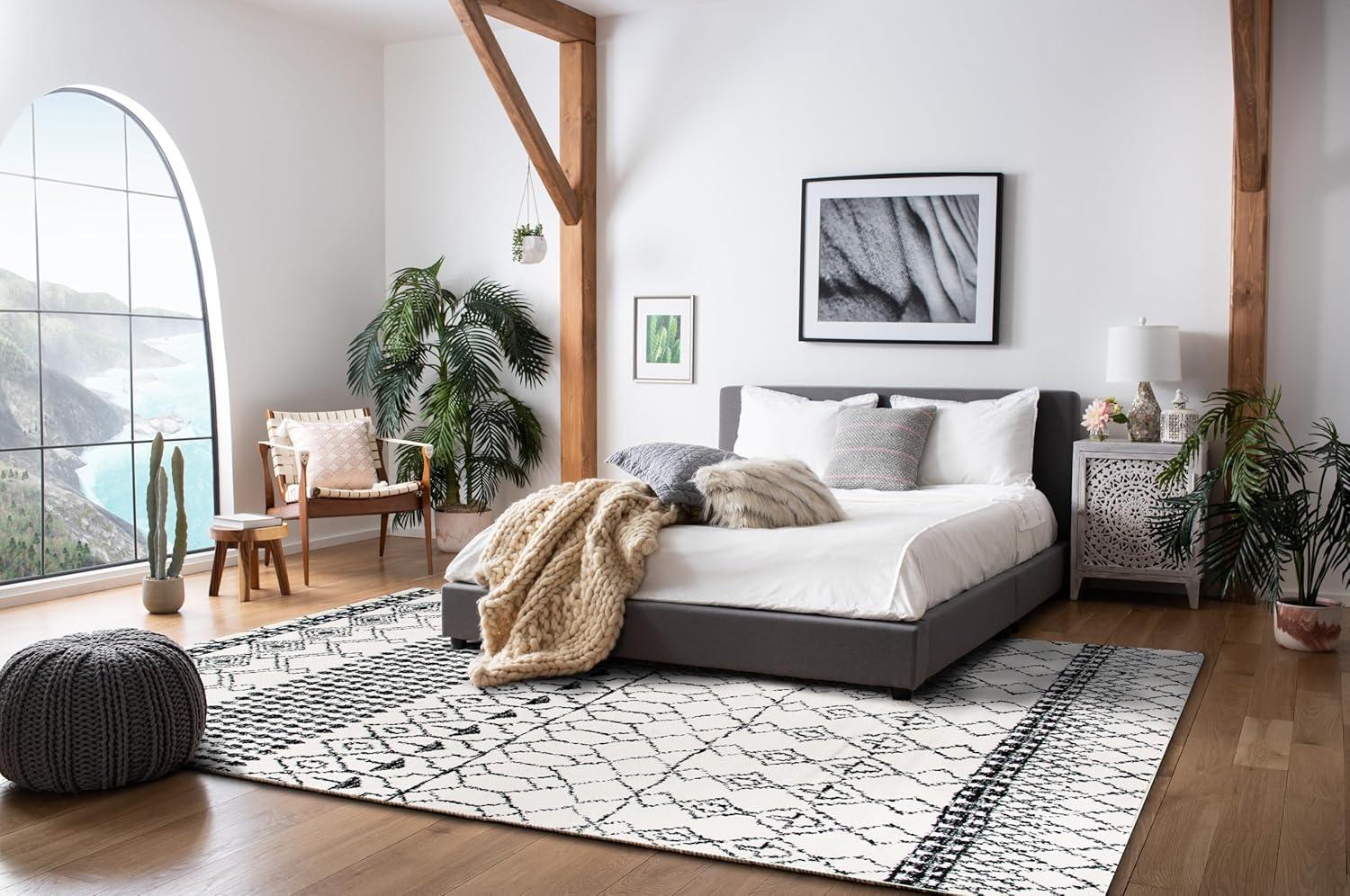 image:imageSAFAVIEH Area Rug 8x10 Tulum Collection Large Ivory amp Black Moroccan Boho Distressed Design NonShedding amp Easy Cleaning Ideal for Living Room Bedroom Office Dining Space TUL229BIvoryBlack