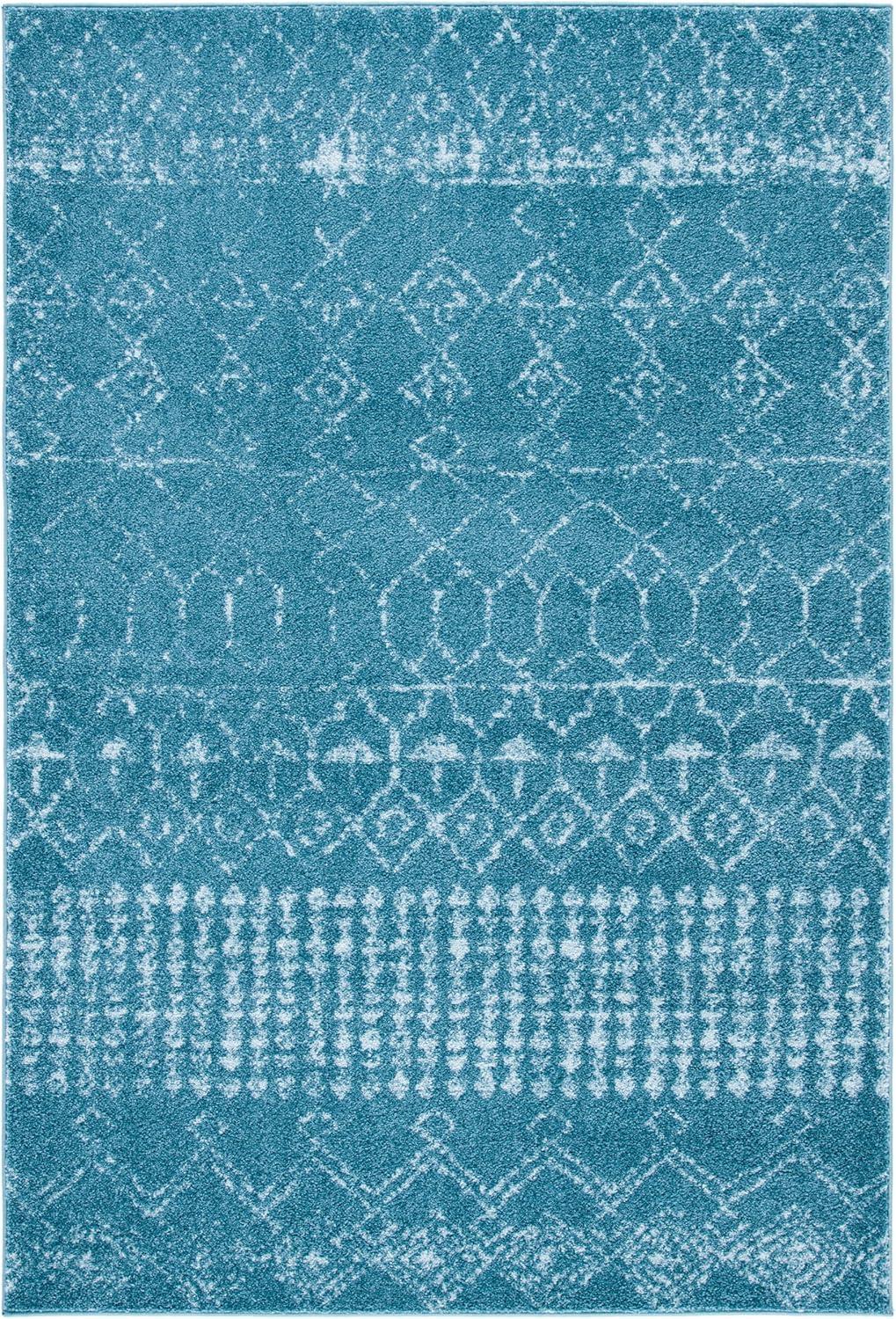 image:imageSAFAVIEH Area Rug 8x10 Tulum Collection Large Ivory amp Black Moroccan Boho Distressed Design NonShedding amp Easy Cleaning Ideal for Living Room Bedroom Office Dining Space TUL229BTurquoiseBlue