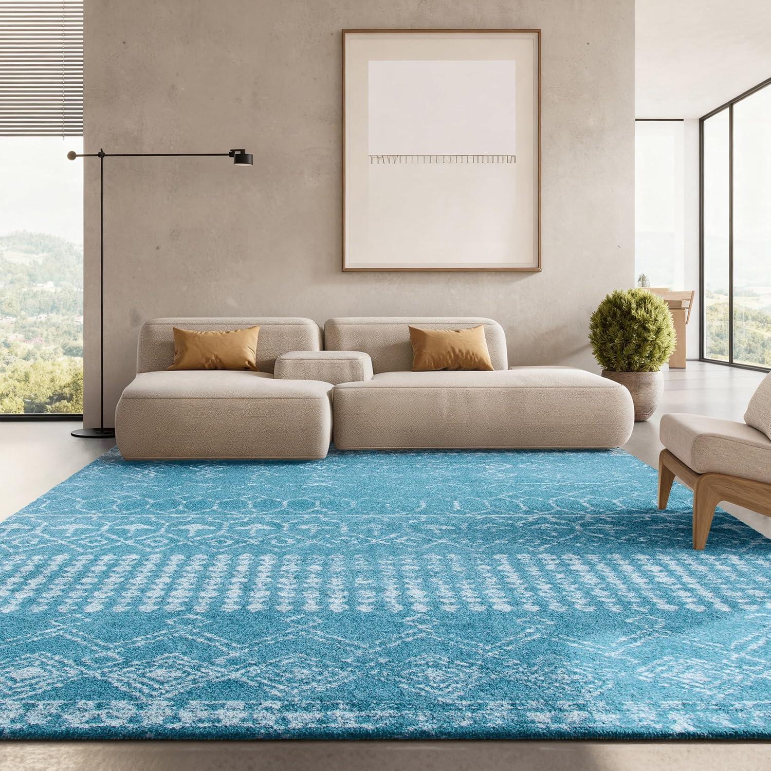 image:imageSAFAVIEH Area Rug 8x10 Tulum Collection Large Ivory amp Black Moroccan Boho Distressed Design NonShedding amp Easy Cleaning Ideal for Living Room Bedroom Office Dining Space TUL229BTurquoiseBlue