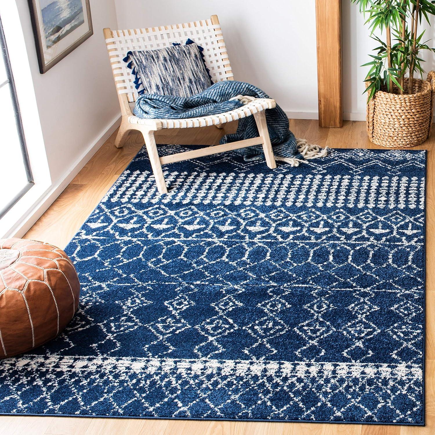image:imageSAFAVIEH Area Rug 8x10 Tulum Collection Large Ivory amp Black Moroccan Boho Distressed Design NonShedding amp Easy Cleaning Ideal for Living Room Bedroom Office Dining Space TUL229BNavyIvory