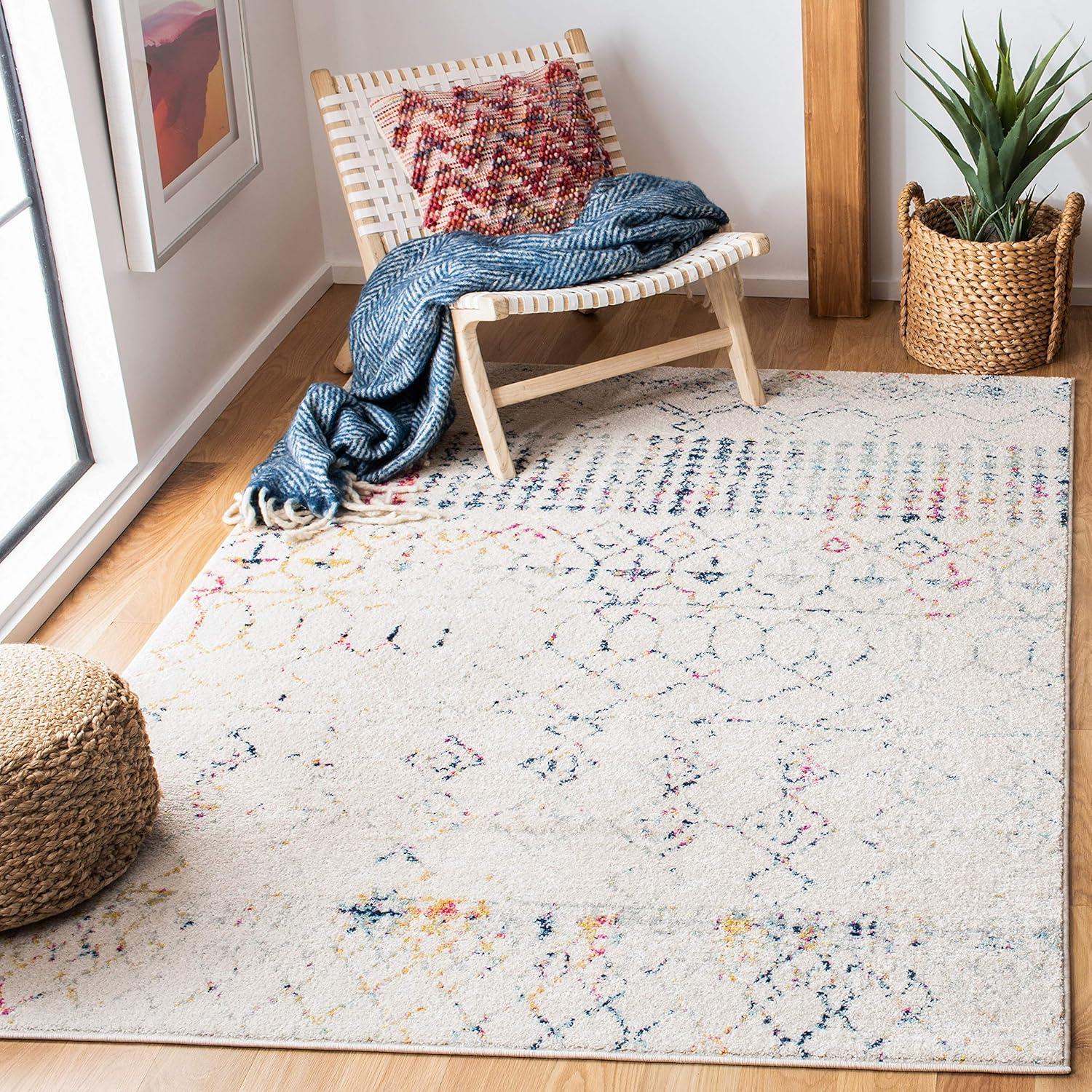 image:imageSAFAVIEH Area Rug 8x10 Tulum Collection Large Ivory amp Black Moroccan Boho Distressed Design NonShedding amp Easy Cleaning Ideal for Living Room Bedroom Office Dining Space TUL229BIvoryBlue