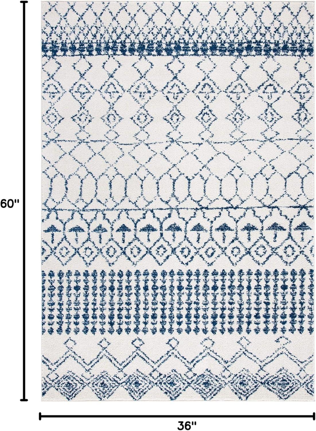 image:imageSAFAVIEH Area Rug 8x10 Tulum Collection Large Ivory amp Black Moroccan Boho Distressed Design NonShedding amp Easy Cleaning Ideal for Living Room Bedroom Office Dining Space TUL229BIvoryNavy