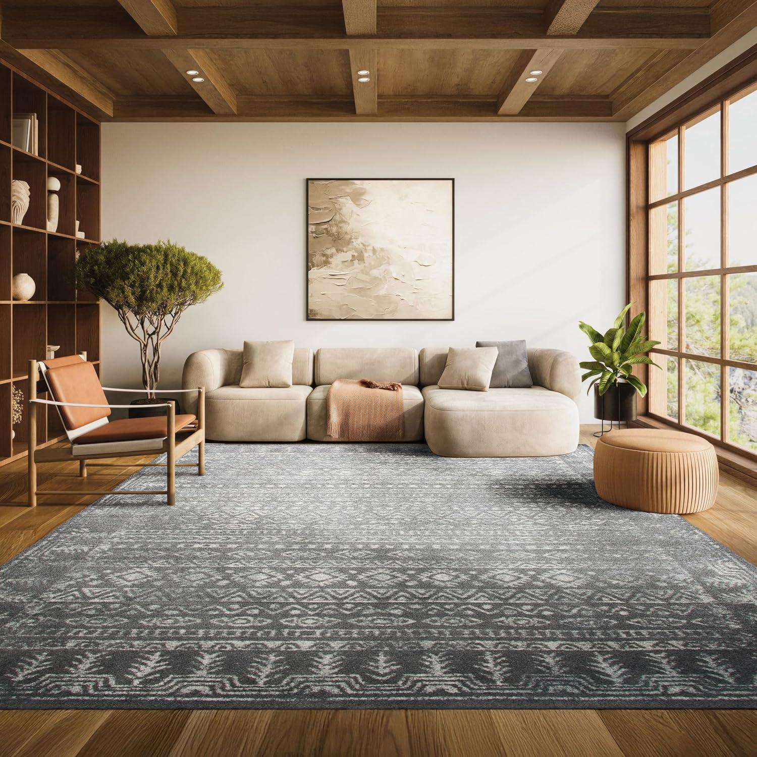 image:imageSAFAVIEH Area Rug 8x10 Tulum Collection Large Ivory amp Grey Moroccan Boho Distressed Design NonShedding amp Easy to Clean Ideal for Living Room Bedroom Dining Space TUL271ADark GreyIvory