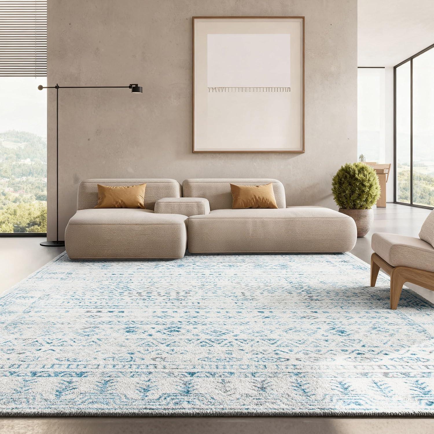 image:imageSAFAVIEH Area Rug 8x10 Tulum Collection Large Ivory amp Grey Moroccan Boho Distressed Design NonShedding amp Easy to Clean Ideal for Living Room Bedroom Dining Space TUL271AIvoryTeal