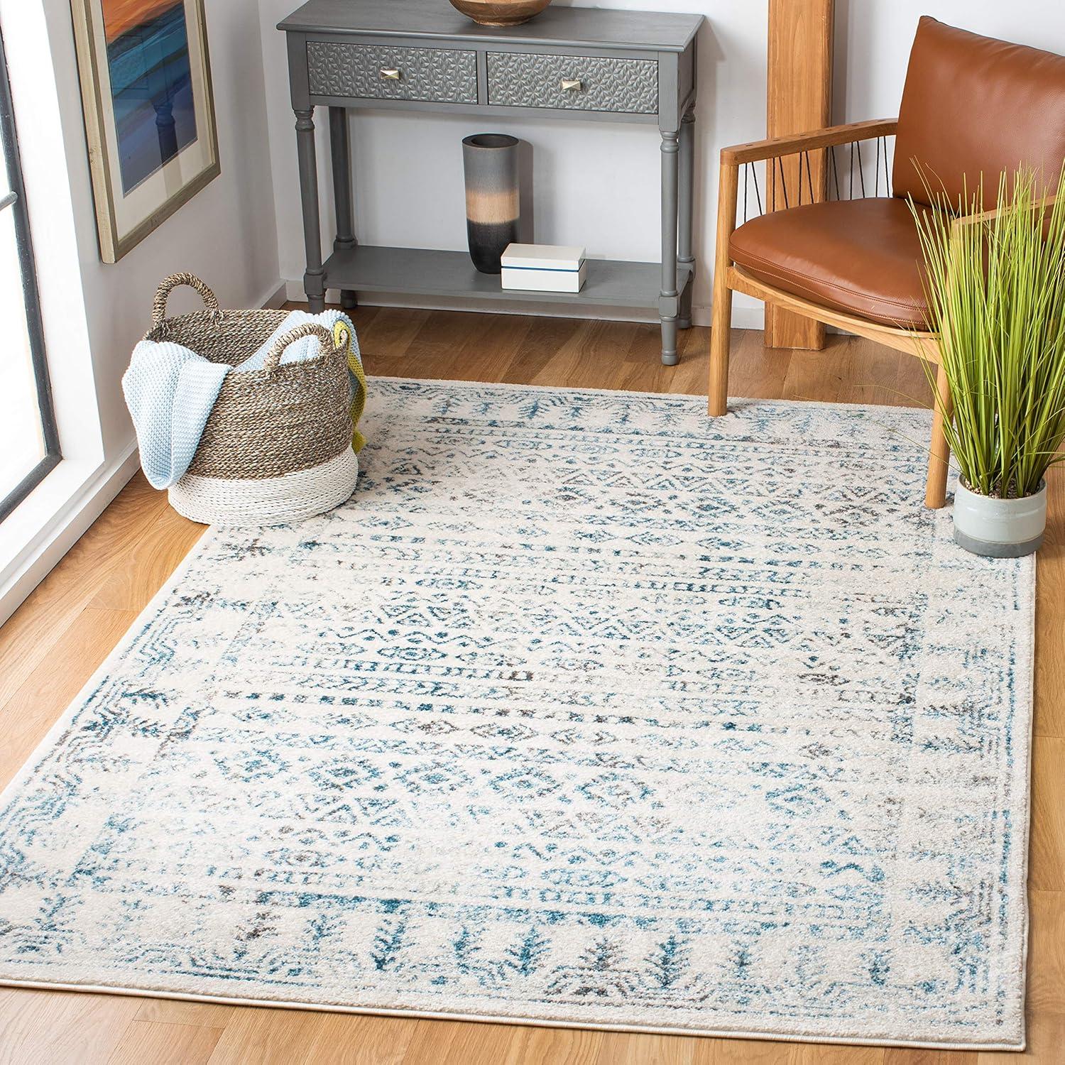image:imageSAFAVIEH Area Rug 8x10 Tulum Collection Large Ivory amp Grey Moroccan Boho Distressed Design NonShedding amp Easy to Clean Ideal for Living Room Bedroom Dining Space TUL271AIvoryTeal