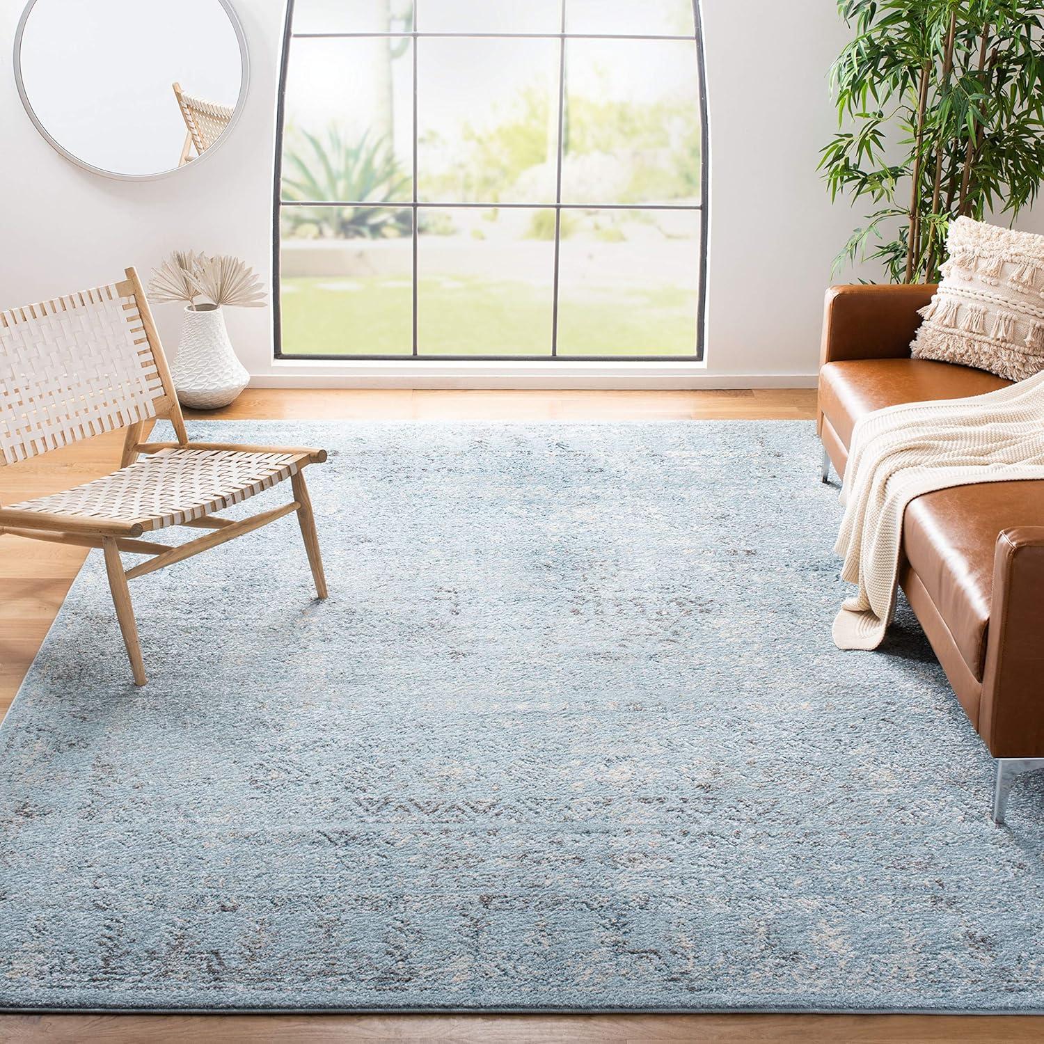 image:imageSAFAVIEH Area Rug 8x10 Tulum Collection Large Ivory amp Grey Moroccan Boho Distressed Design NonShedding amp Easy to Clean Ideal for Living Room Bedroom Dining Space TUL271AAqua BlueDark Grey