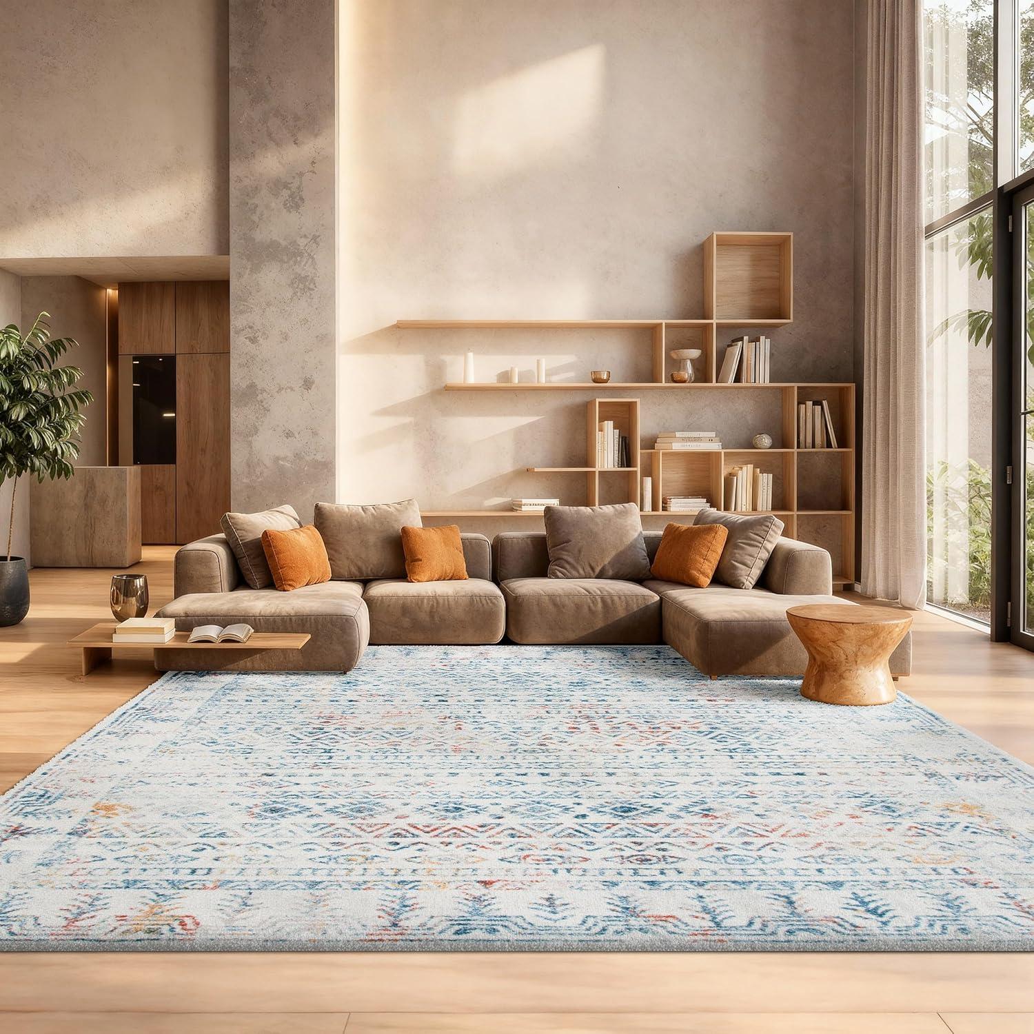 image:imageSAFAVIEH Area Rug 8x10 Tulum Collection Large Ivory amp Grey Moroccan Boho Distressed Design NonShedding amp Easy to Clean Ideal for Living Room Bedroom Dining Space TUL271AIvoryRust