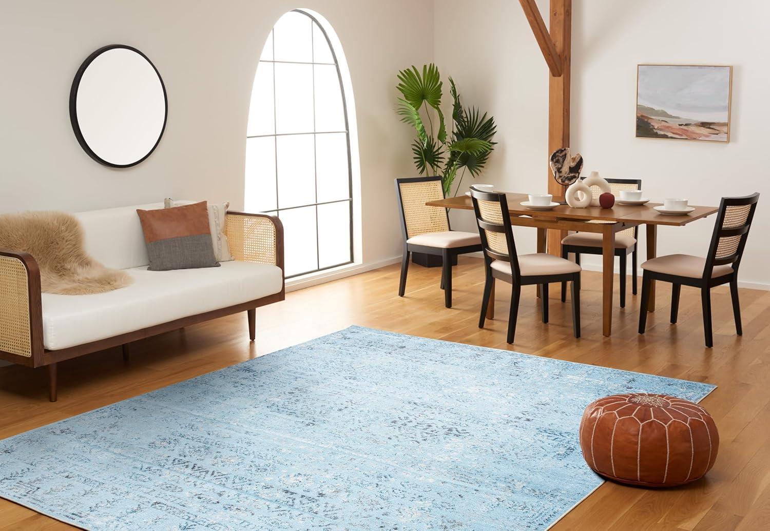 image:imageSAFAVIEH Area Rug 8x10 Tulum Collection Large Ivory amp Grey Moroccan Boho Distressed Design NonShedding amp Easy to Clean Ideal for Living Room Bedroom Dining Space TUL271AAqua BlueDark Grey