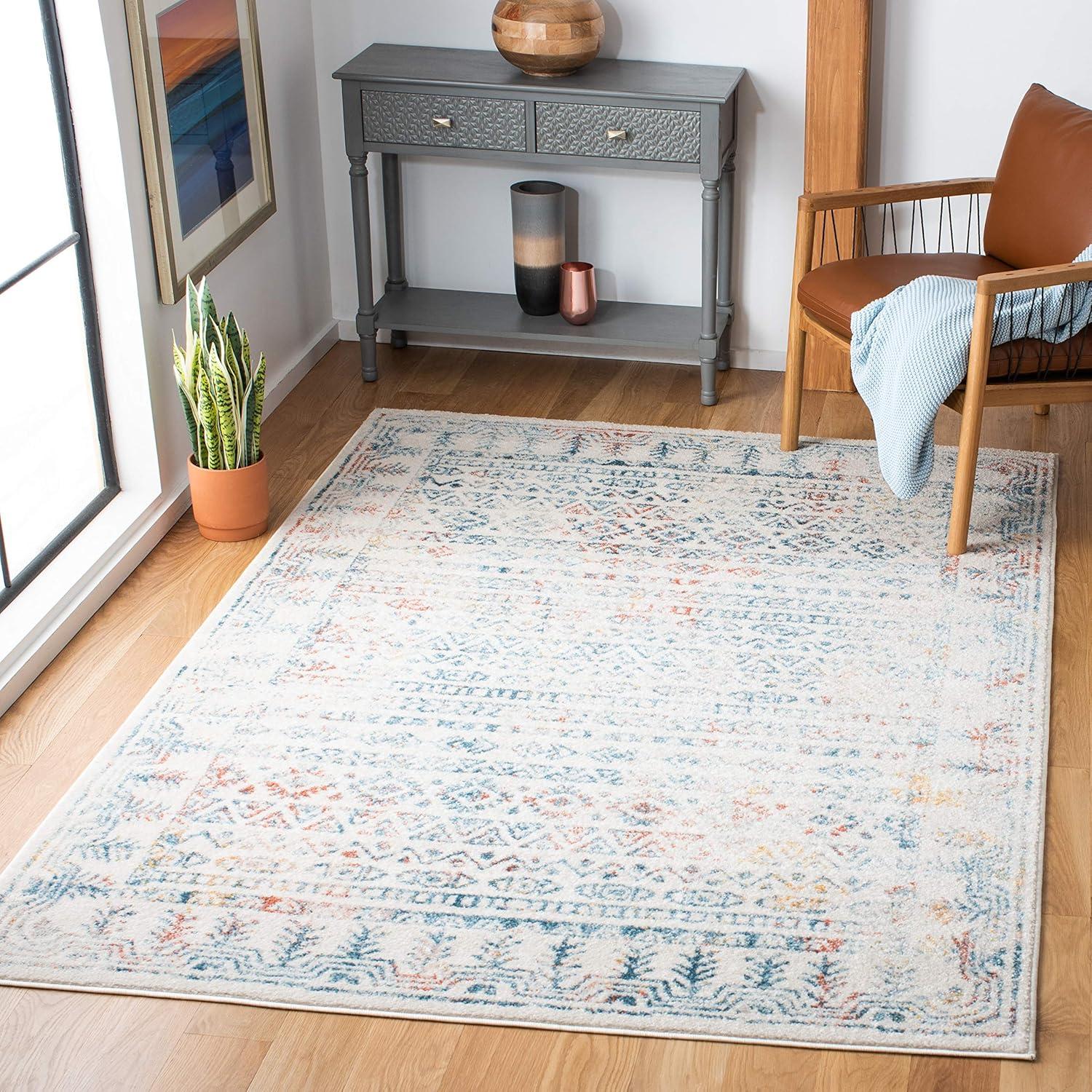 image:imageSAFAVIEH Area Rug 8x10 Tulum Collection Large Ivory amp Grey Moroccan Boho Distressed Design NonShedding amp Easy to Clean Ideal for Living Room Bedroom Dining Space TUL271AIvoryRust