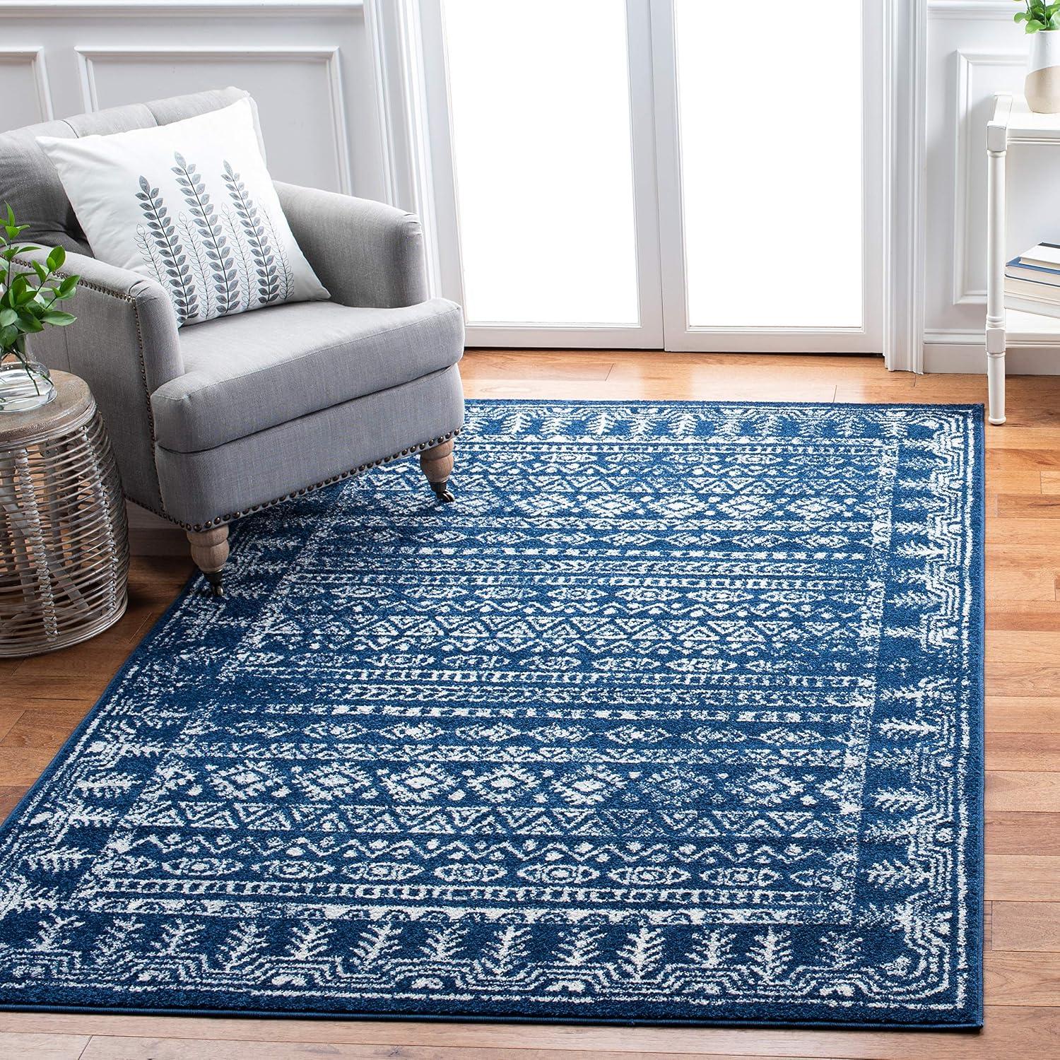 image:imageSAFAVIEH Area Rug 8x10 Tulum Collection Large Ivory amp Grey Moroccan Boho Distressed Design NonShedding amp Easy to Clean Ideal for Living Room Bedroom Dining Space TUL271ANavyGrey
