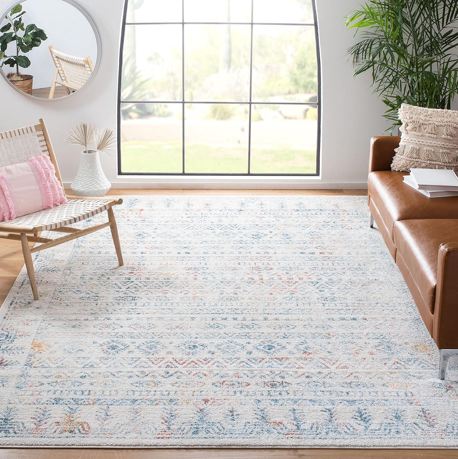 image:imageSAFAVIEH Area Rug 8x10 Tulum Collection Large Ivory amp Grey Moroccan Boho Distressed Design NonShedding amp Easy to Clean Ideal for Living Room Bedroom Dining Space TUL271AIvoryRust