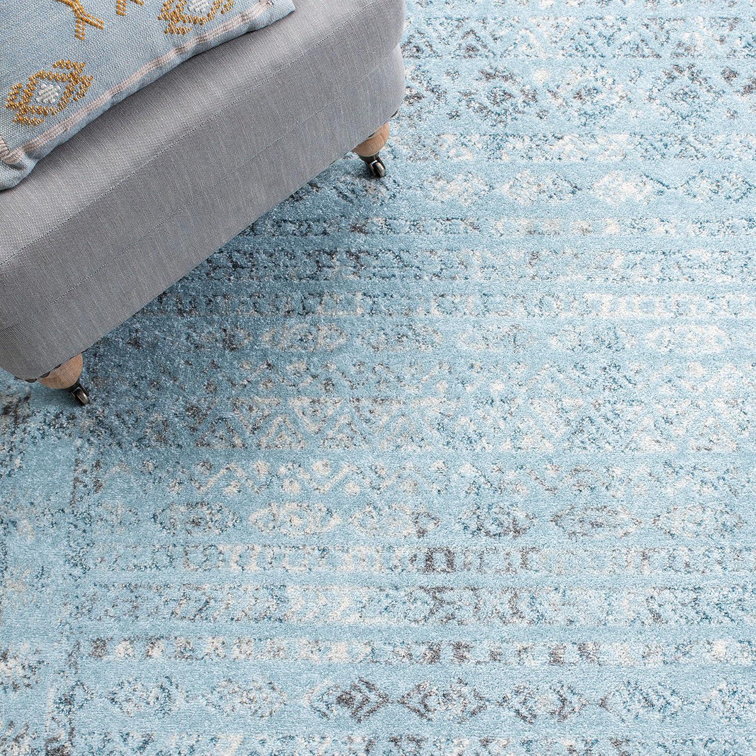 image:imageSAFAVIEH Area Rug 8x10 Tulum Collection Large Ivory amp Grey Moroccan Boho Distressed Design NonShedding amp Easy to Clean Ideal for Living Room Bedroom Dining Space TUL271AAqua BlueDark Grey