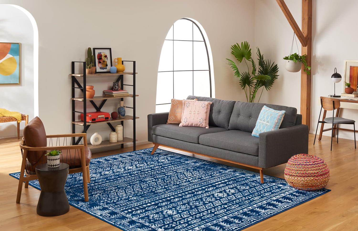 image:imageSAFAVIEH Area Rug 8x10 Tulum Collection Large Ivory amp Grey Moroccan Boho Distressed Design NonShedding amp Easy to Clean Ideal for Living Room Bedroom Dining Space TUL271ANavyGrey