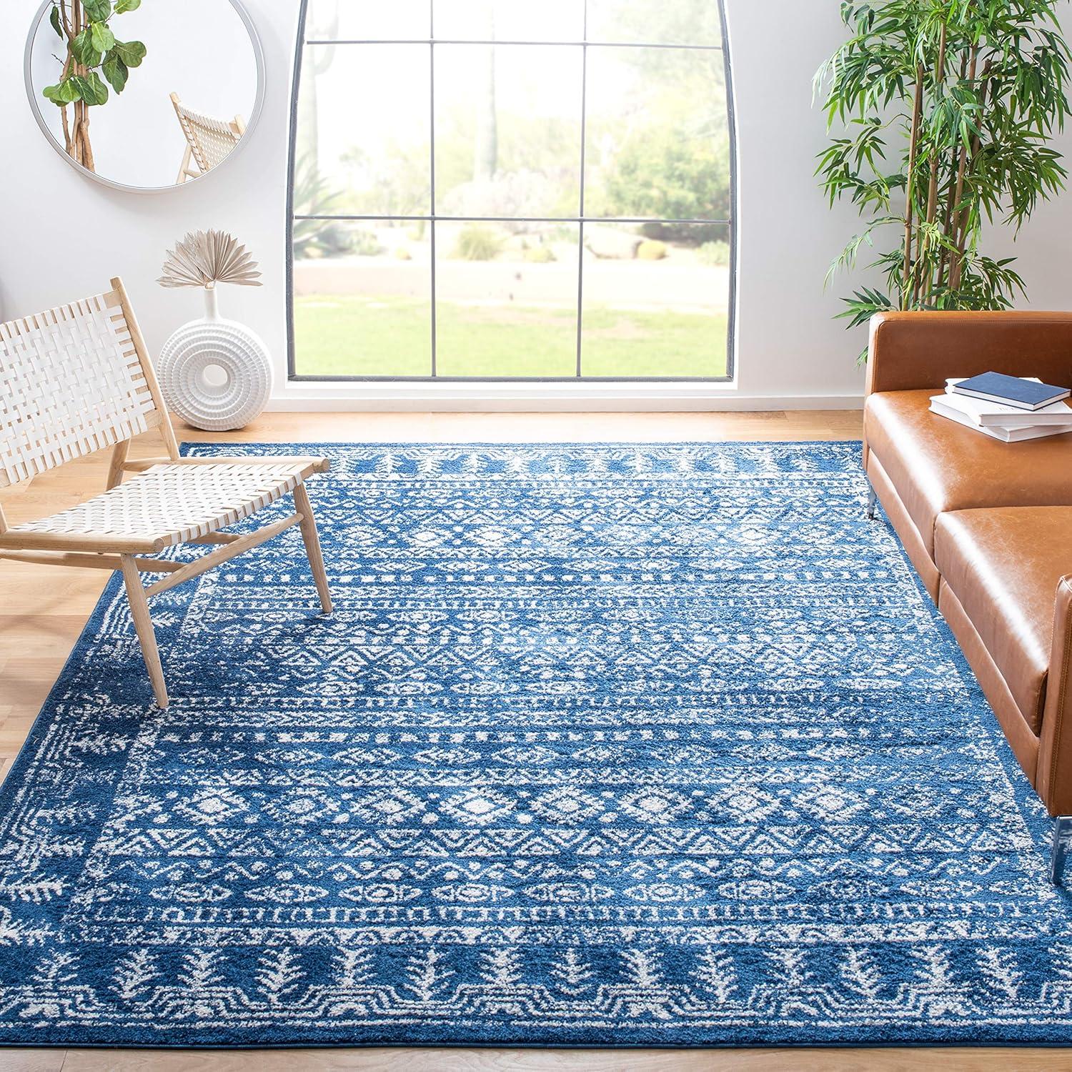 image:imageSAFAVIEH Area Rug 8x10 Tulum Collection Large Ivory amp Grey Moroccan Boho Distressed Design NonShedding amp Easy to Clean Ideal for Living Room Bedroom Dining Space TUL271ANavyGrey