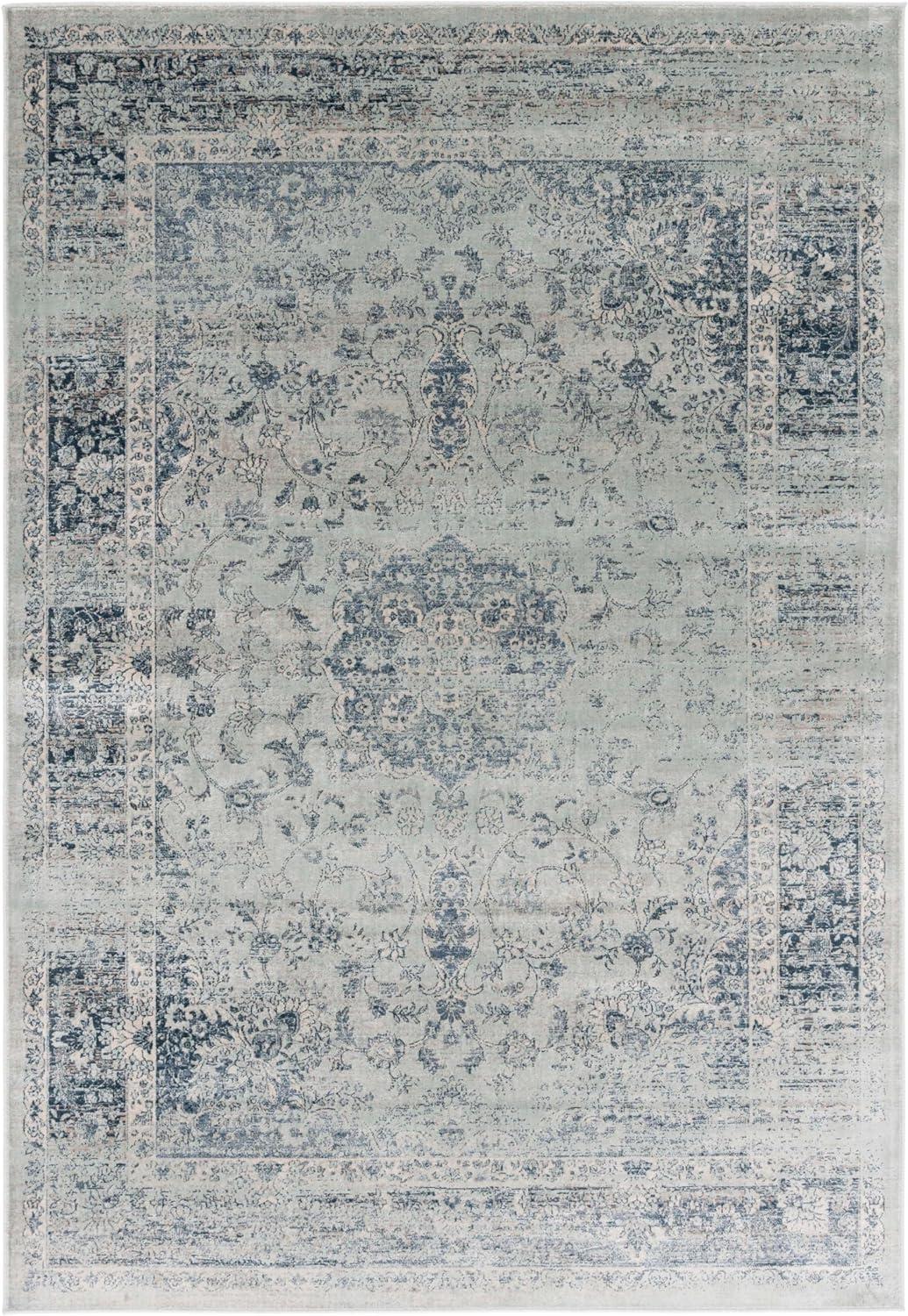 image:imageSAFAVIEH Area Rug 8x10 Vintage Collection Large Warm Beige Viscose Distressed Design Slip Resistant Ideal for Living Room Bedroom Office Dining Space VTG113660Light Blue