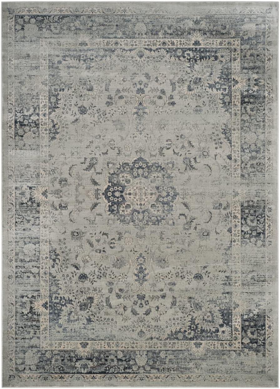 image:imageSAFAVIEH Area Rug 8x10 Vintage Collection Large Warm Beige Viscose Distressed Design Slip Resistant Ideal for Living Room Bedroom Office Dining Space VTG113660Light Blue