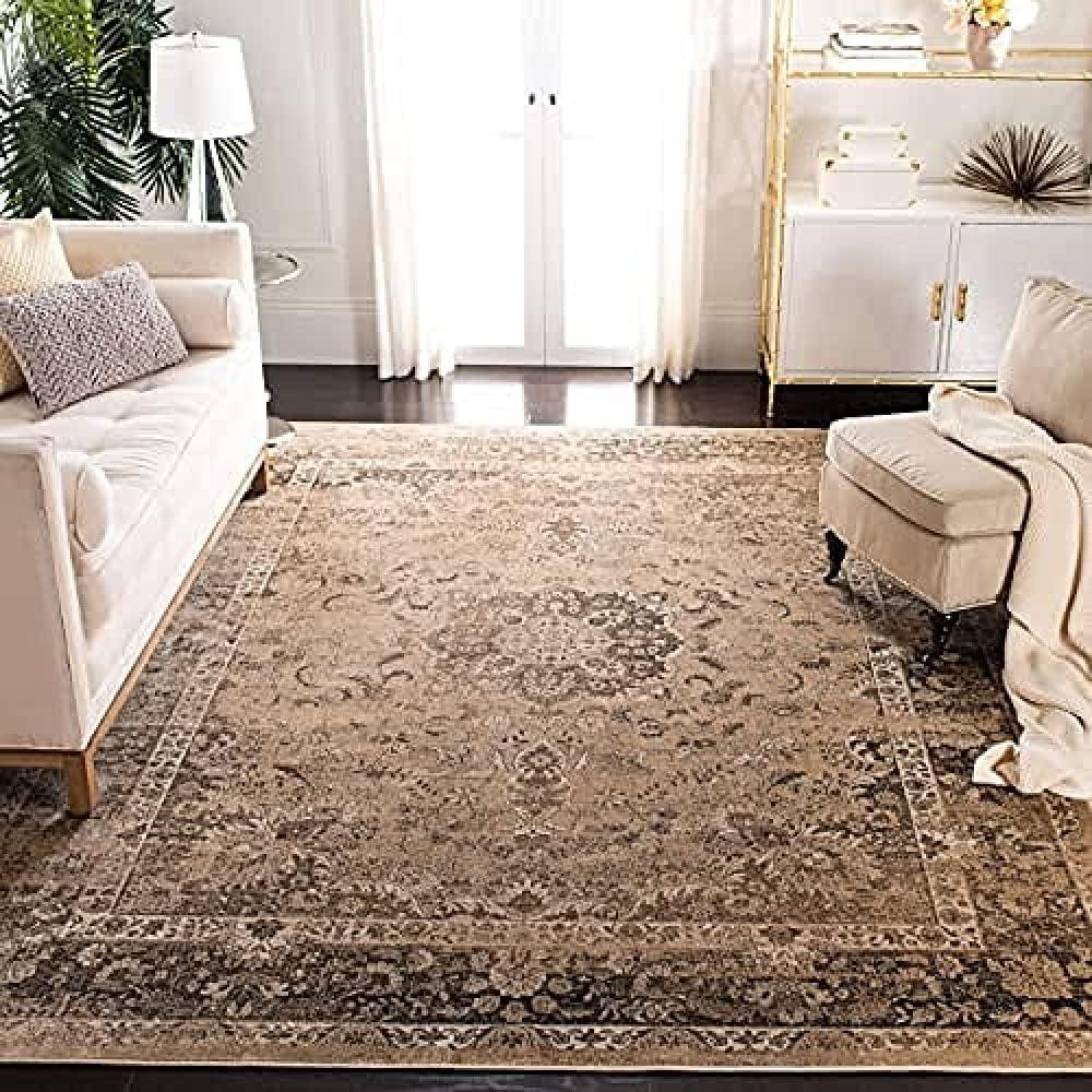 image:imageSAFAVIEH Area Rug 8x10 Vintage Collection Large Warm Beige Viscose Distressed Design Slip Resistant Ideal for Living Room Bedroom Office Dining Space VTG113660Warm Beige