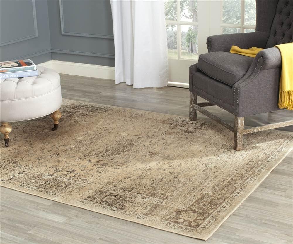 image:imageSAFAVIEH Area Rug 8x10 Vintage Collection Large Warm Beige Viscose Distressed Design Slip Resistant Ideal for Living Room Bedroom Office Dining Space VTG113660Warm Beige
