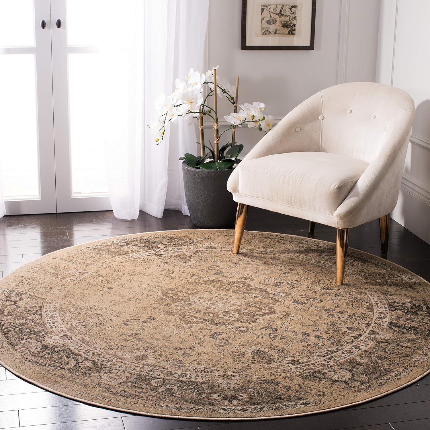 image:imageSAFAVIEH Area Rug 8x10 Vintage Collection Large Warm Beige Viscose Distressed Design Slip Resistant Ideal for Living Room Bedroom Office Dining Space VTG113660Warm Beige