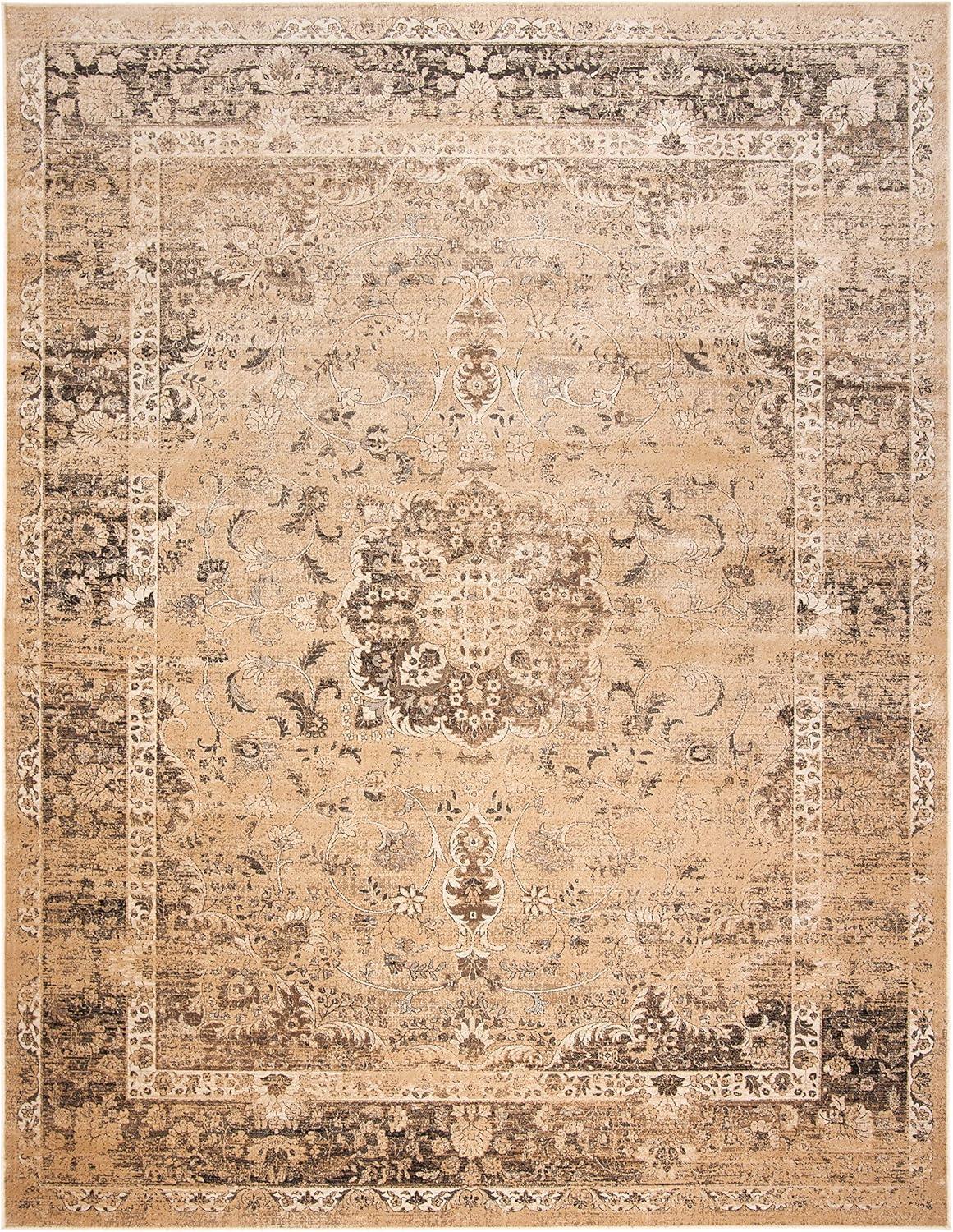 image:imageSAFAVIEH Area Rug 8x10 Vintage Collection Large Warm Beige Viscose Distressed Design Slip Resistant Ideal for Living Room Bedroom Office Dining Space VTG113660Warm Beige