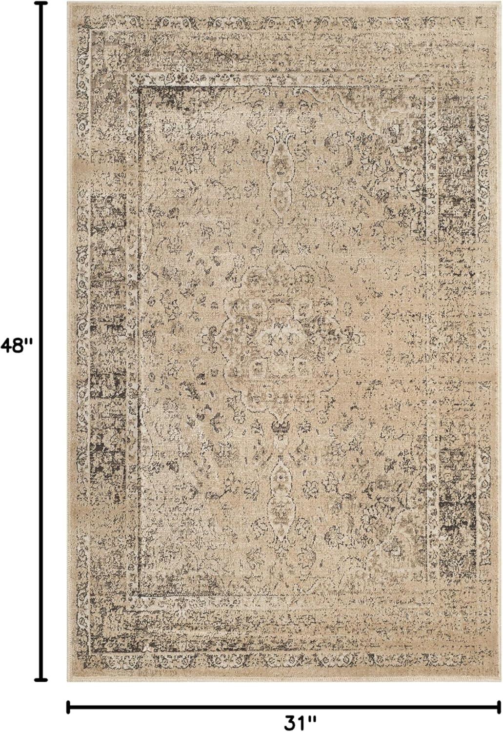 image:imageSAFAVIEH Area Rug 8x10 Vintage Collection Large Warm Beige Viscose Distressed Design Slip Resistant Ideal for Living Room Bedroom Office Dining Space VTG113660Warm Beige