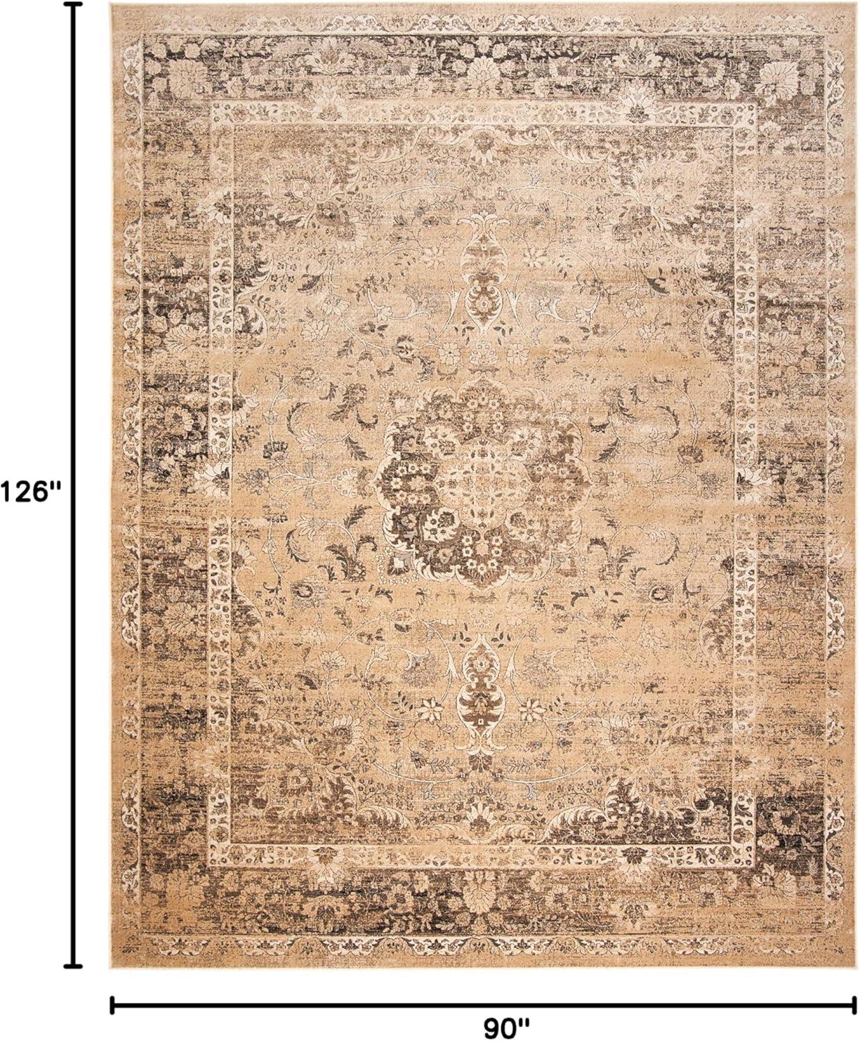 image:imageSAFAVIEH Area Rug 8x10 Vintage Collection Large Warm Beige Viscose Distressed Design Slip Resistant Ideal for Living Room Bedroom Office Dining Space VTG113660Warm Beige