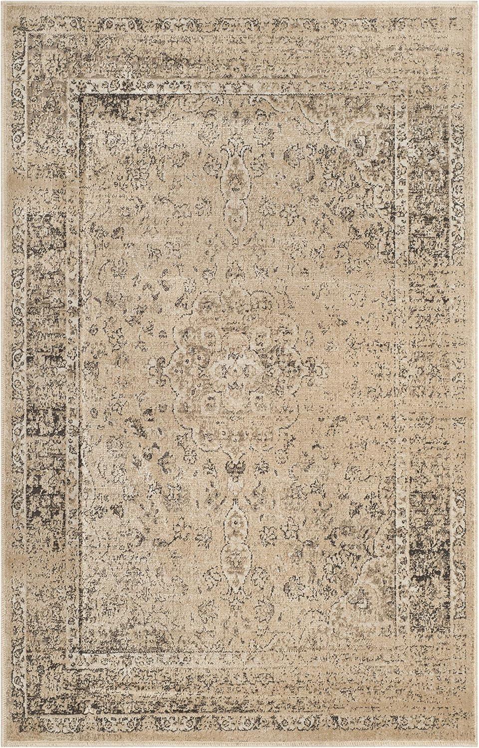 image:imageSAFAVIEH Area Rug 8x10 Vintage Collection Large Warm Beige Viscose Distressed Design Slip Resistant Ideal for Living Room Bedroom Office Dining Space VTG113660Warm Beige
