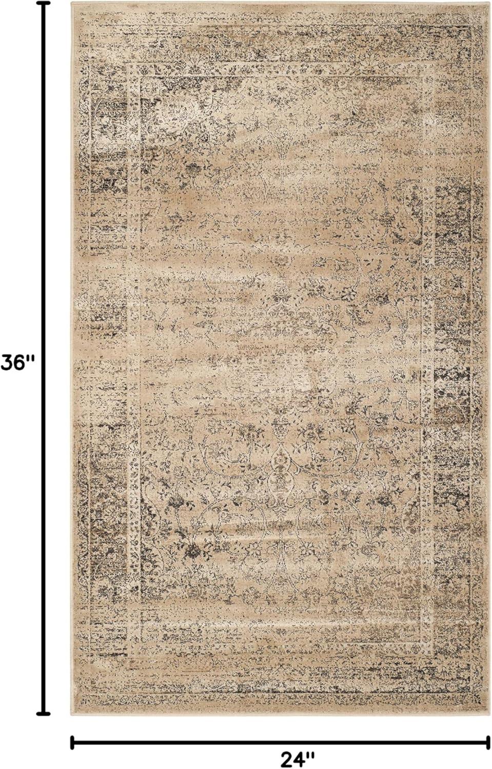 image:imageSAFAVIEH Area Rug 8x10 Vintage Collection Large Warm Beige Viscose Distressed Design Slip Resistant Ideal for Living Room Bedroom Office Dining Space VTG113660Warm Beige