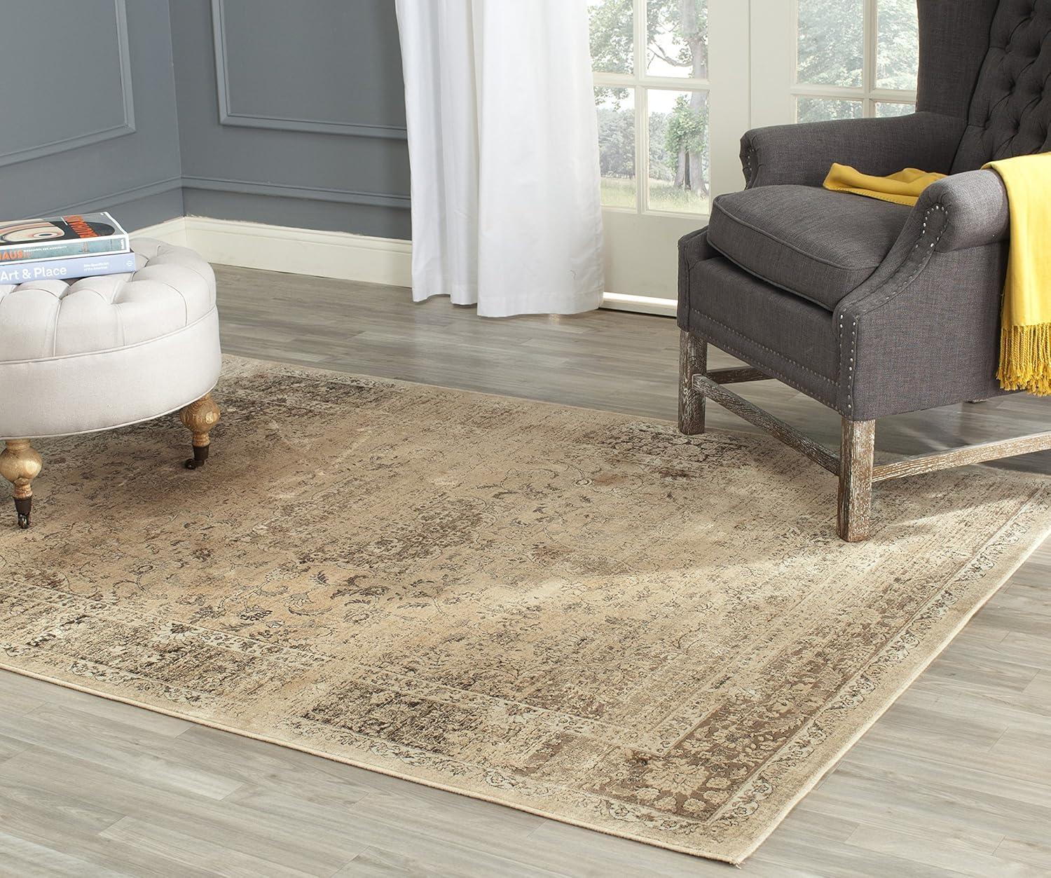 image:imageSAFAVIEH Area Rug 8x10 Vintage Collection Large Warm Beige Viscose Distressed Design Slip Resistant Ideal for Living Room Bedroom Office Dining Space VTG113660Warm Beige