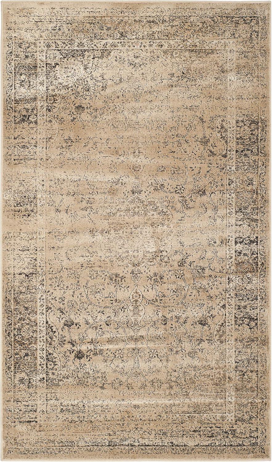 image:imageSAFAVIEH Area Rug 8x10 Vintage Collection Large Warm Beige Viscose Distressed Design Slip Resistant Ideal for Living Room Bedroom Office Dining Space VTG113660Warm Beige