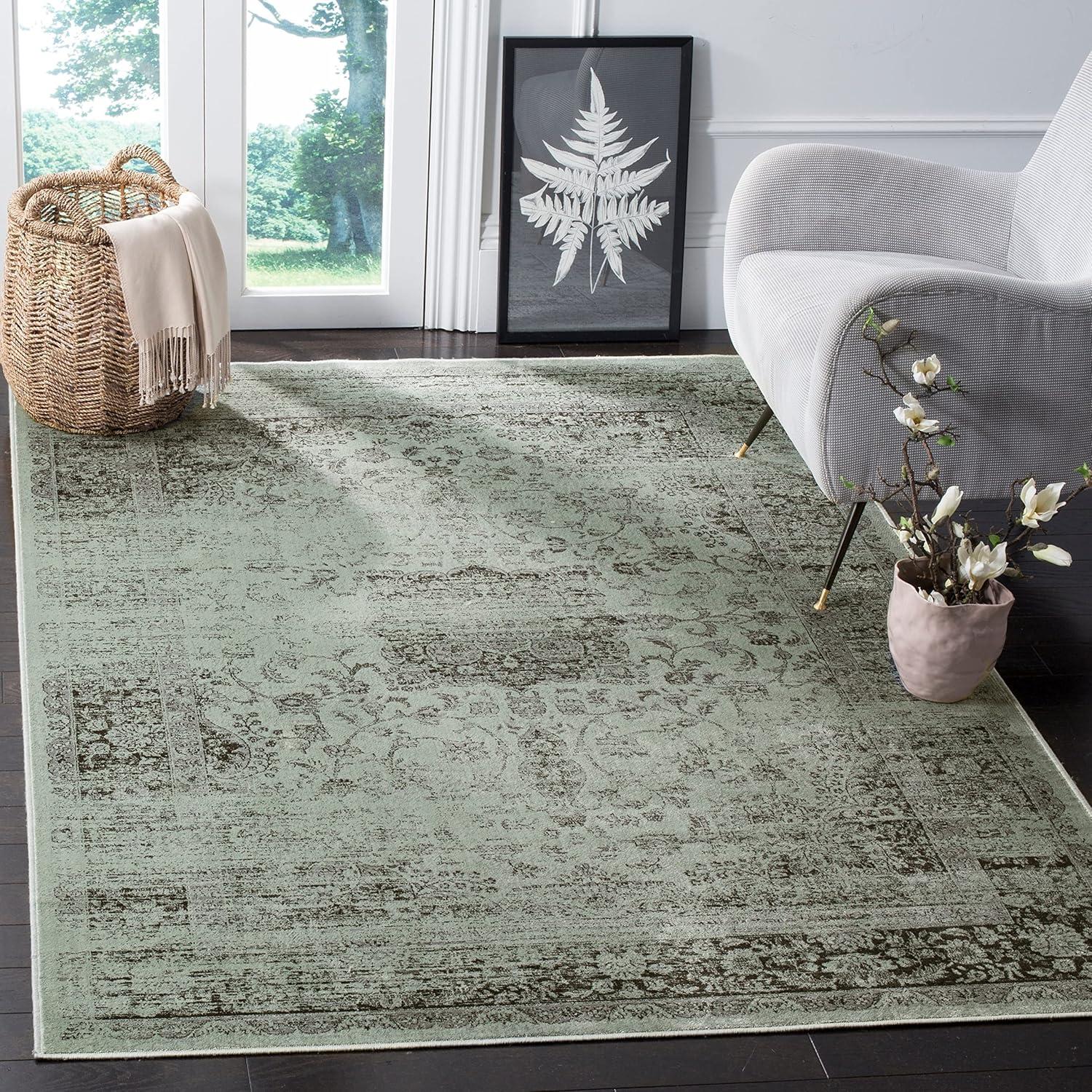 image:imageSAFAVIEH Area Rug 8x10 Vintage Collection Large Warm Beige Viscose Distressed Design Slip Resistant Ideal for Living Room Bedroom Office Dining Space VTG113660Spruce