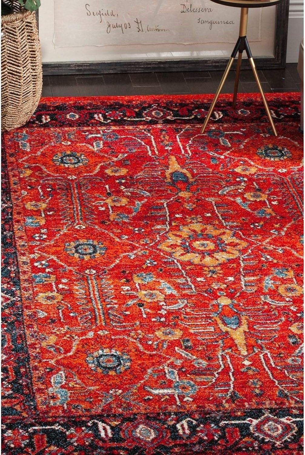 image:imageSAFAVIEH Area Rug 8x10 Vintage Hamadan Collection Large Orange amp Navy Oriental Traditional Persian Design NonShedding amp Easy Cleaning Ideal for Living Room Bedroom Dining Space VTH220COrangeNavy