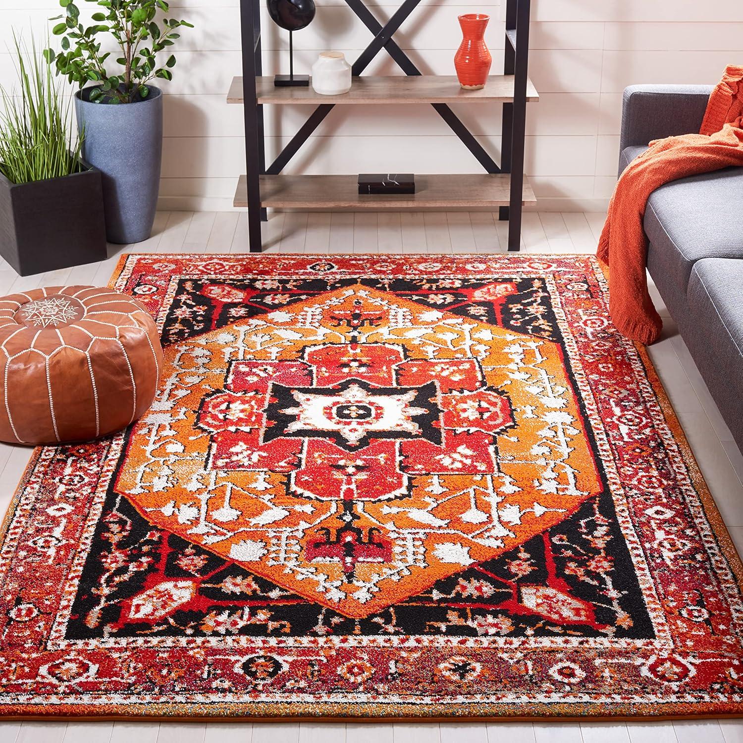 image:imageSAFAVIEH Area Rug 8x10 Vintage Hamadan Collection Large Red amp Orange Traditional Oriental Medallion Design NonShedding amp Easy Cleaning Ideal for Living Room Bedroom Dining Space VTH259PRedOrange