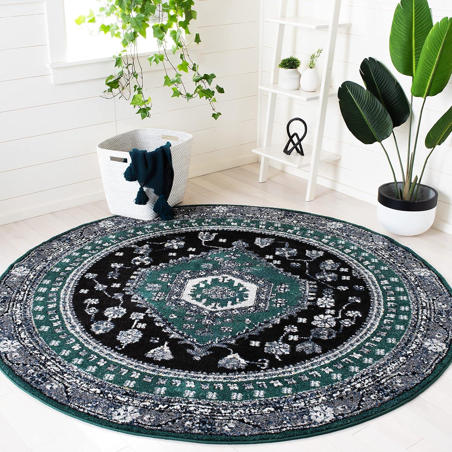 image:imageSAFAVIEH Area Rug 8x10 Vintage Hamadan Collection Large Turquoise amp Black Traditional Oriental Design NonShedding amp Easy Cleaning Ideal for Living Room Bedroom Dining Space VTH204KGreenBlack