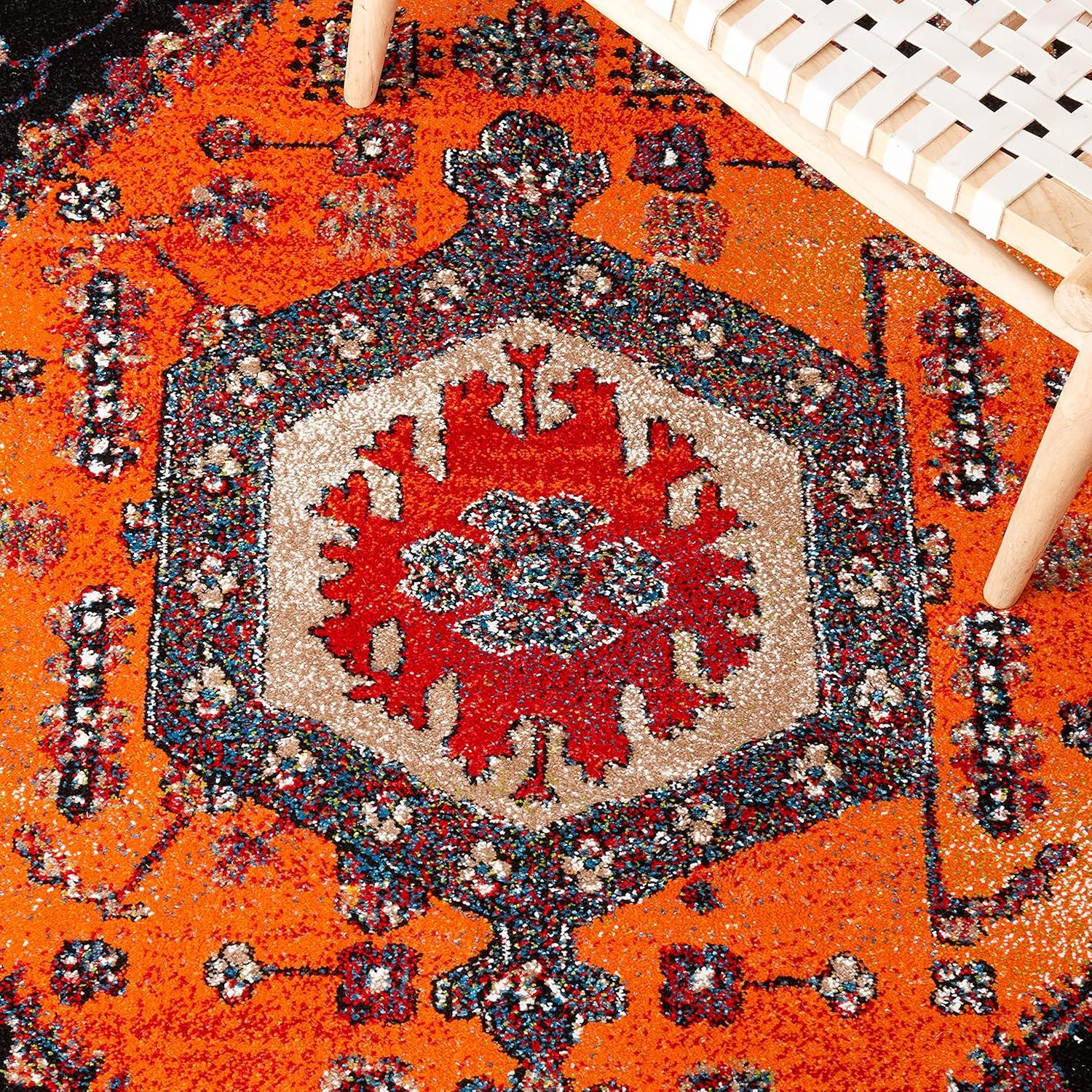 image:imageSAFAVIEH Area Rug 8x10 Vintage Hamadan Collection Large Turquoise amp Black Traditional Oriental Design NonShedding amp Easy Cleaning Ideal for Living Room Bedroom Dining Space VTH204KOrangeBlack