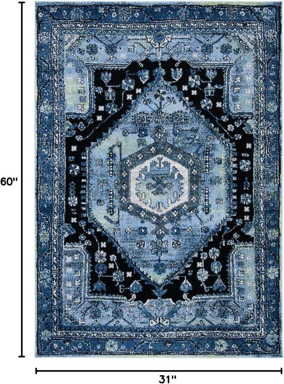 image:imageSAFAVIEH Area Rug 8x10 Vintage Hamadan Collection Large Turquoise amp Black Traditional Oriental Design NonShedding amp Easy Cleaning Ideal for Living Room Bedroom Dining Space VTH204KLight BlueBlack