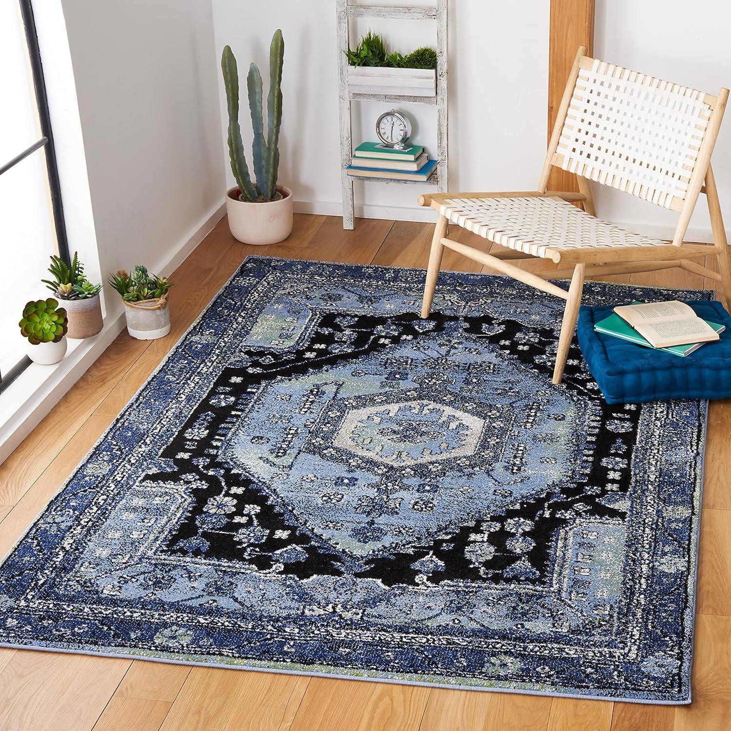 image:imageSAFAVIEH Area Rug 8x10 Vintage Hamadan Collection Large Turquoise amp Black Traditional Oriental Design NonShedding amp Easy Cleaning Ideal for Living Room Bedroom Dining Space VTH204KLight BlueBlack