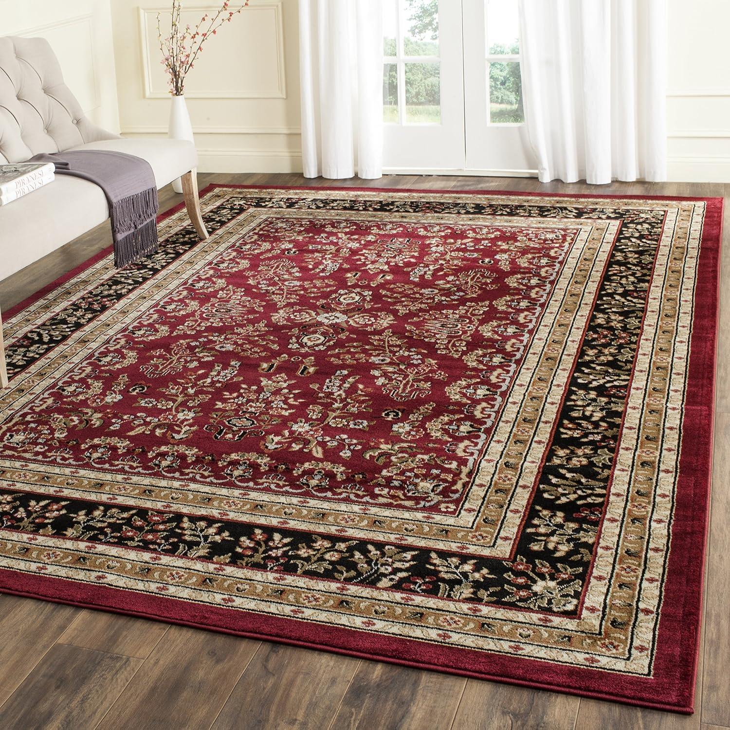 image:imageSAFAVIEH Area Rug 8x11 Lyndhurst Collection Large Ivory amp Rust Traditional Oriental Design NonShedding amp Easy to Clean Ideal for Living Room Bedroom Dining Space LNH331RRed Black